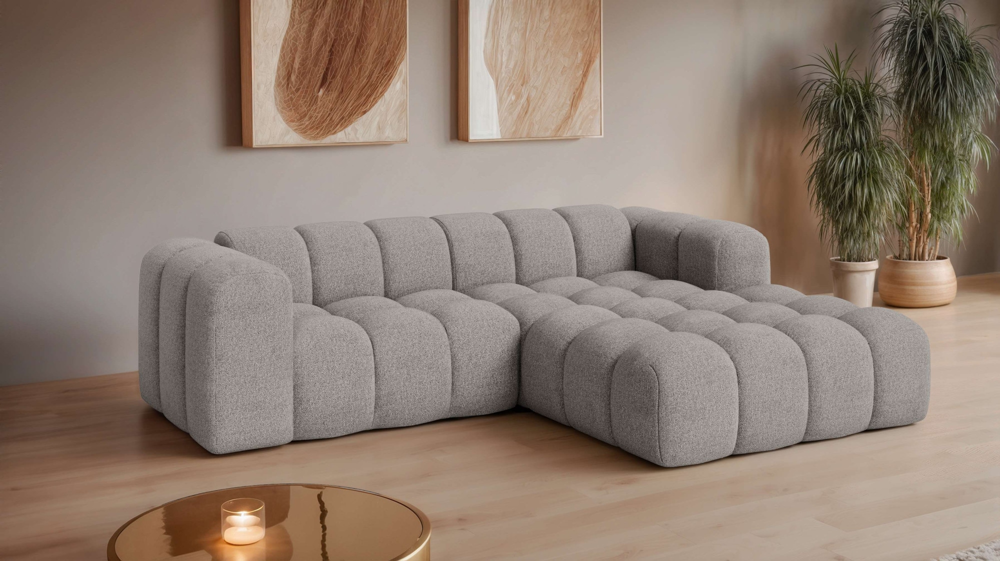 OTTO home Ecksofa "KALLIE Design-Sofa mit Wellenunterfederung, Bubble-Optik günstig online kaufen