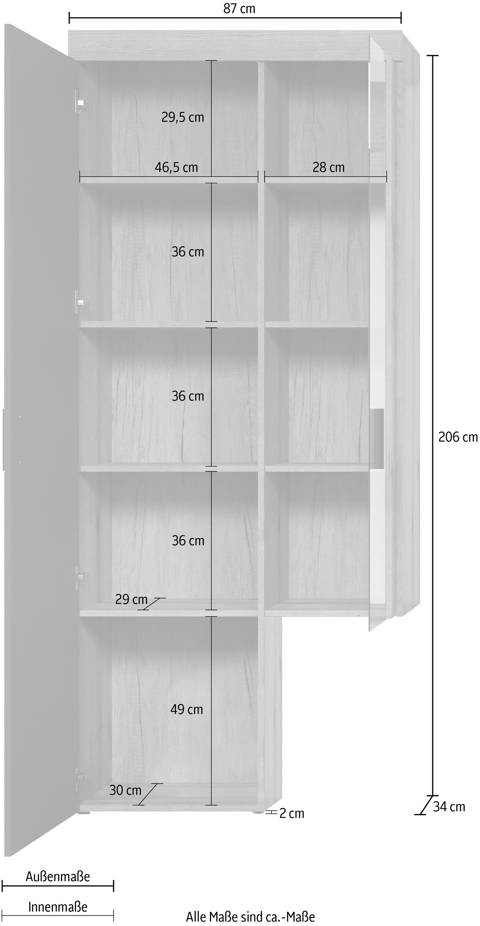 Home affaire Stauraumvitrine »Ghent« Packung, 1 Stk. tlg. Mit Hirnholzapplikationen