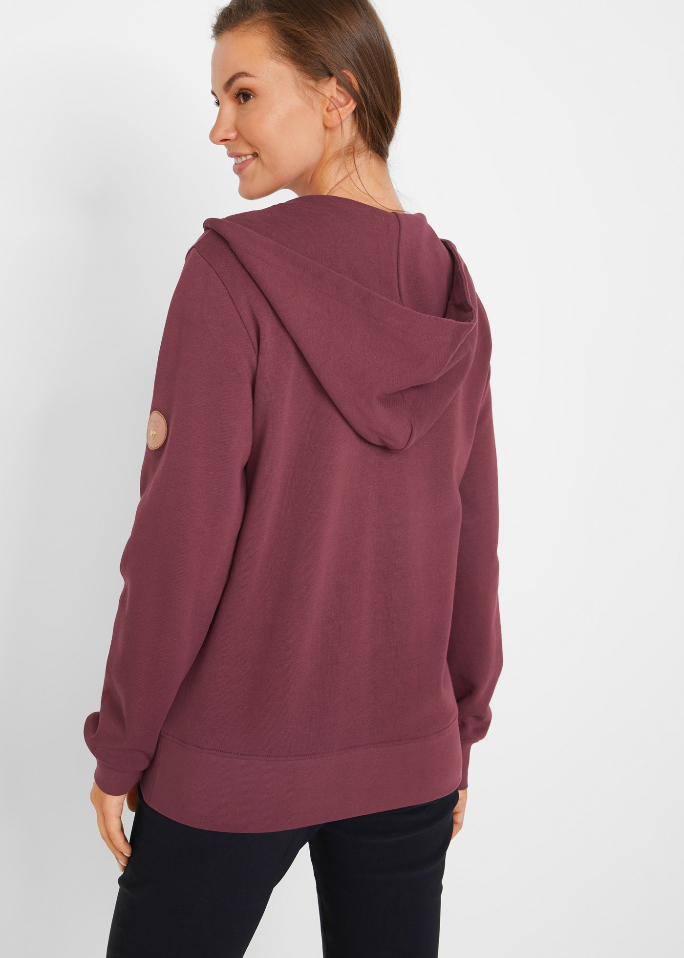 bonprix Kapuzensweatjacke mit Kapuze, mit Kängurutaschen, aus Baumwolle, mit Reißverschluss