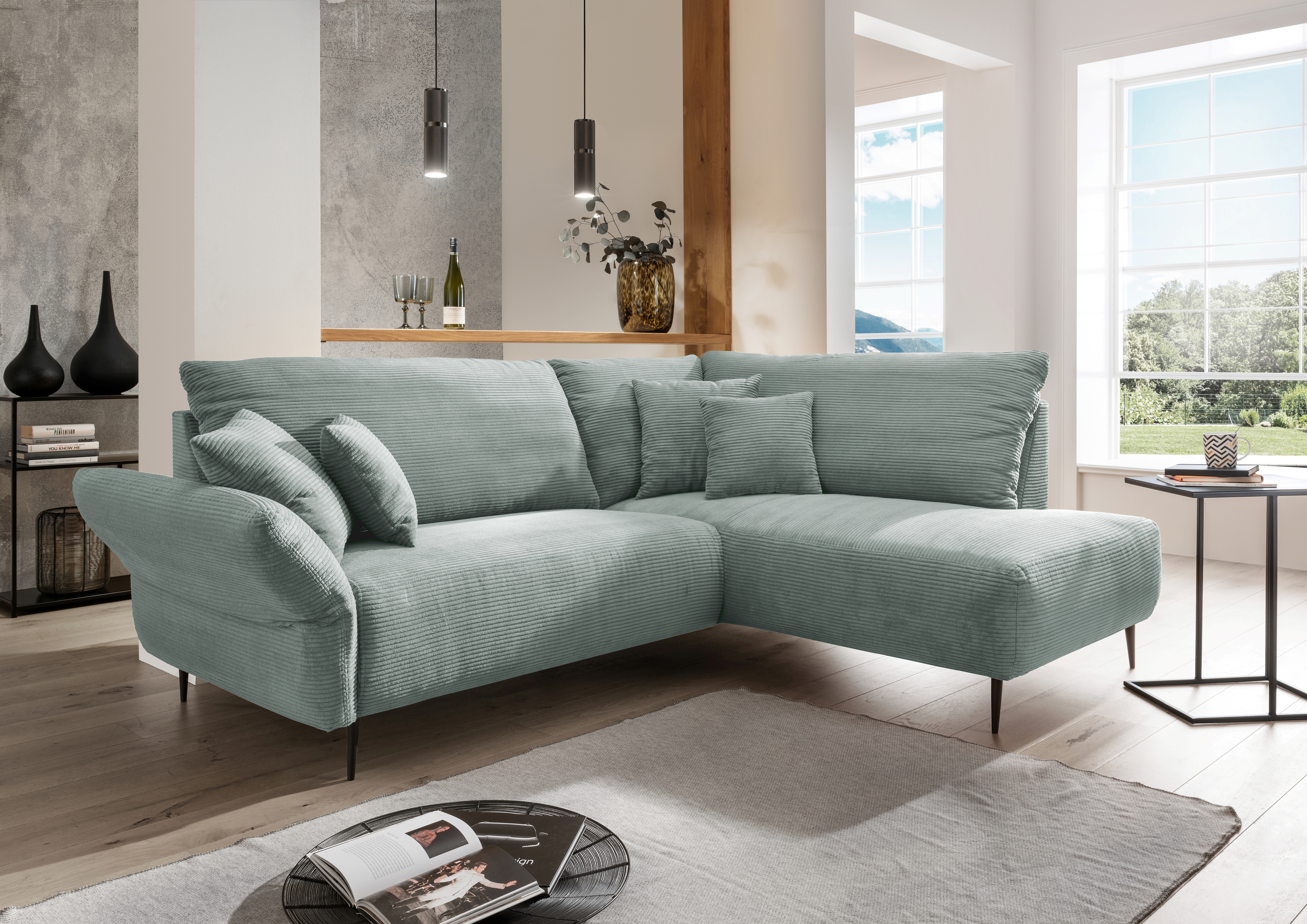Home affaire Ecksofa "Vanilla modern& bequem, Breite 255cm, tolle Detailverarbeitung" verstellbare Armlehne für Wohlfühlkomfort