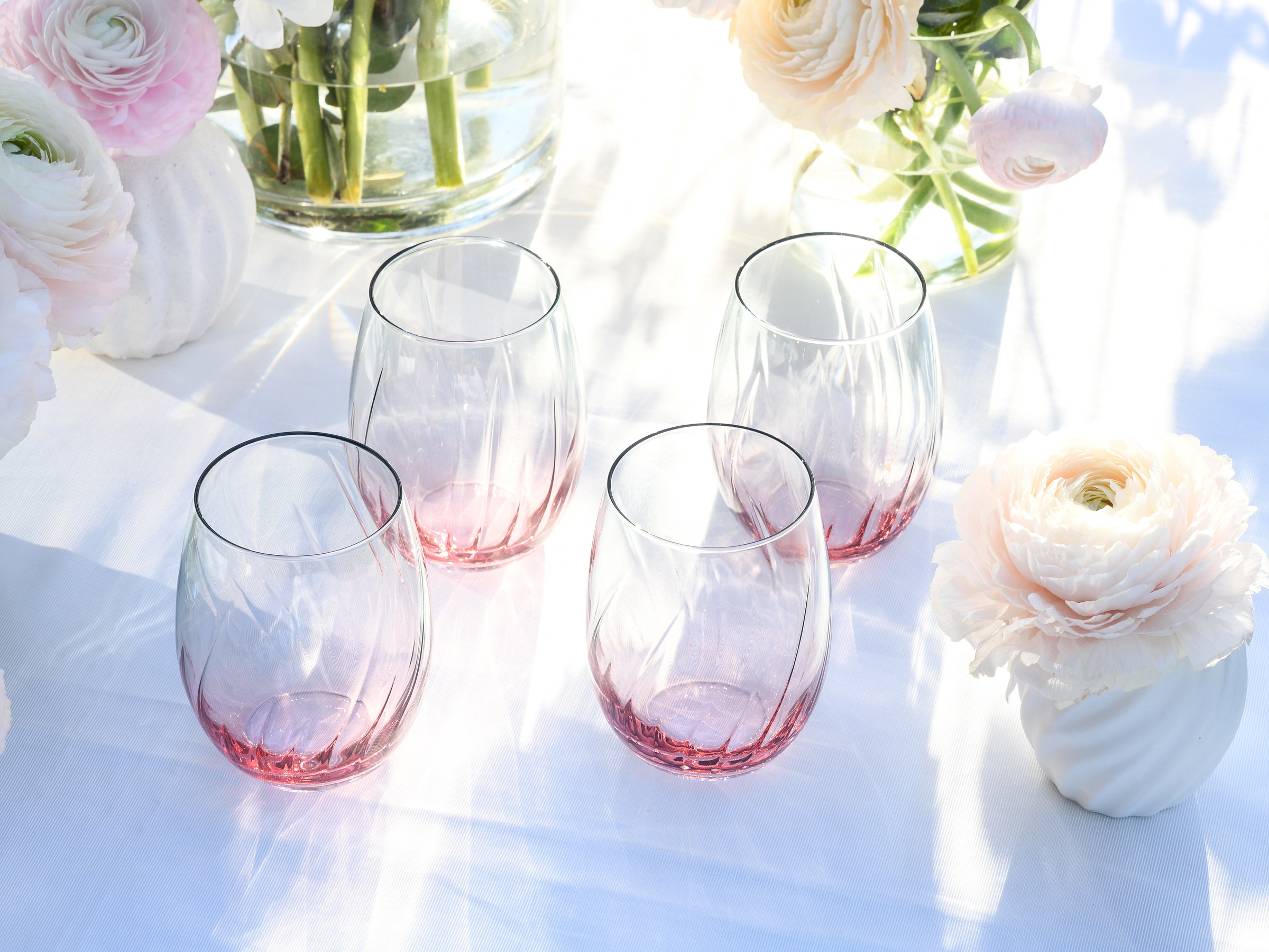 CreaTable Longdrinkglas »Swirly Spring, Longdrinkgläser-Set, 4-tlg.«, (Set, 4 tlg.), Rillen Relief, Modern, Sommerlich, Leicht