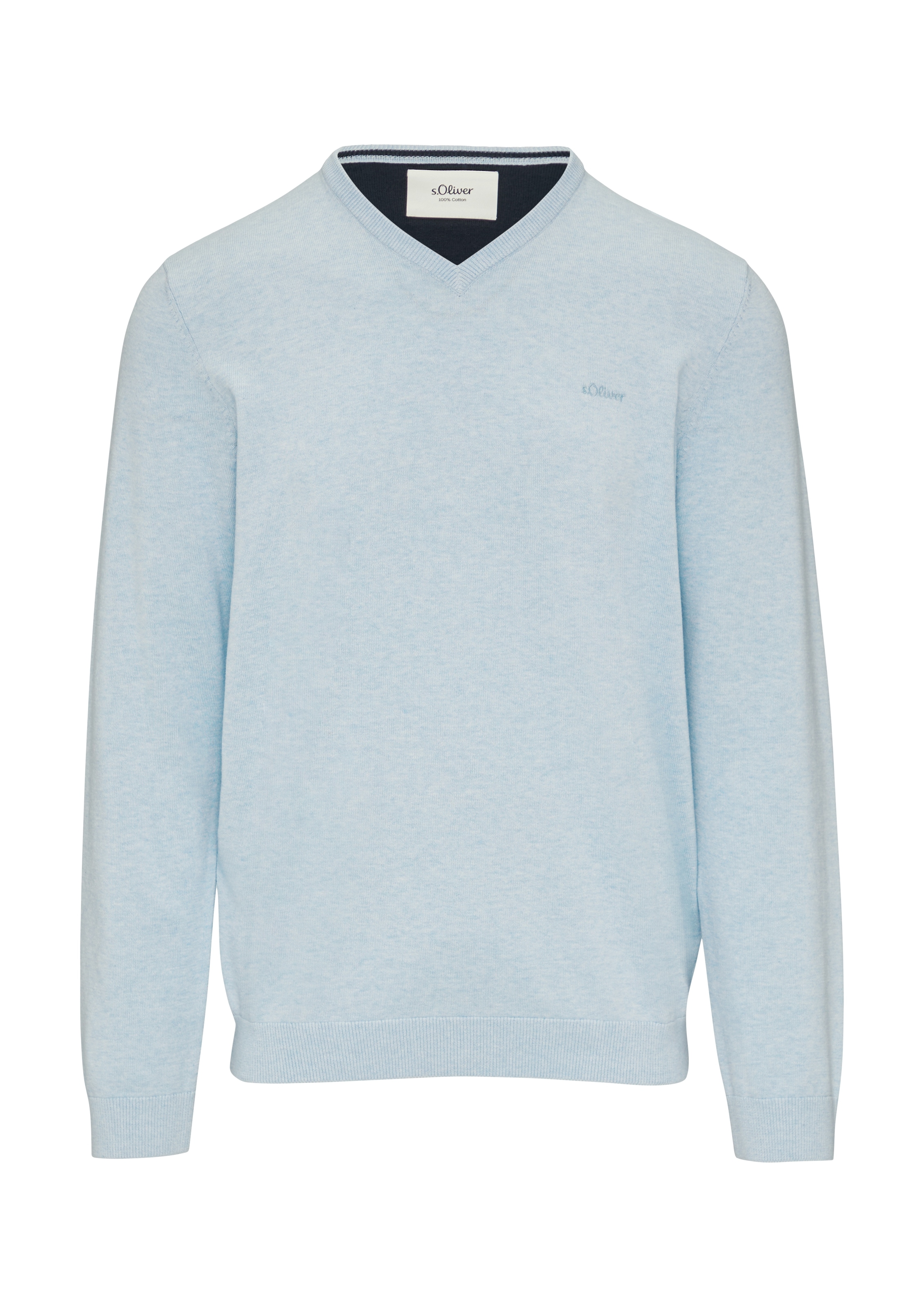 s.Oliver Strickpullover, in melierter Optik mit Logo-Stickerei