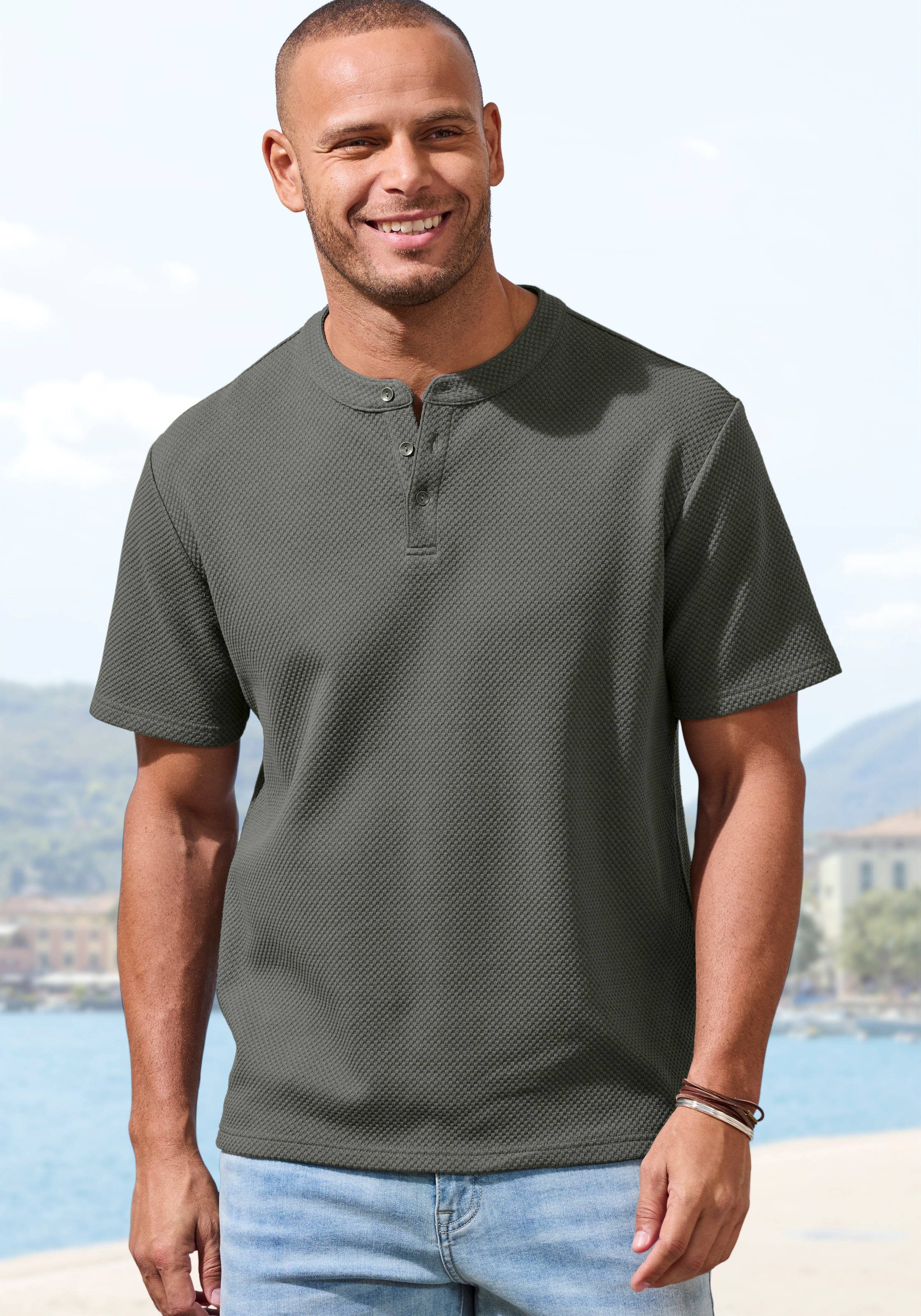 John Devin T-Shirt "Kurzarm-Poloshirt aus Struktur-Qualität" mit modischem günstig online kaufen