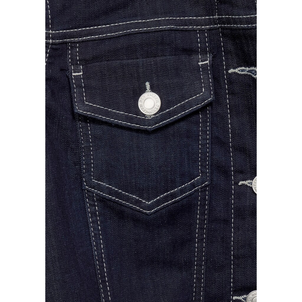 Damenmode Blazer & Anzüge Cecil Jeansblazer, mit dunkler Waschung und Kontrastnähten rinsed