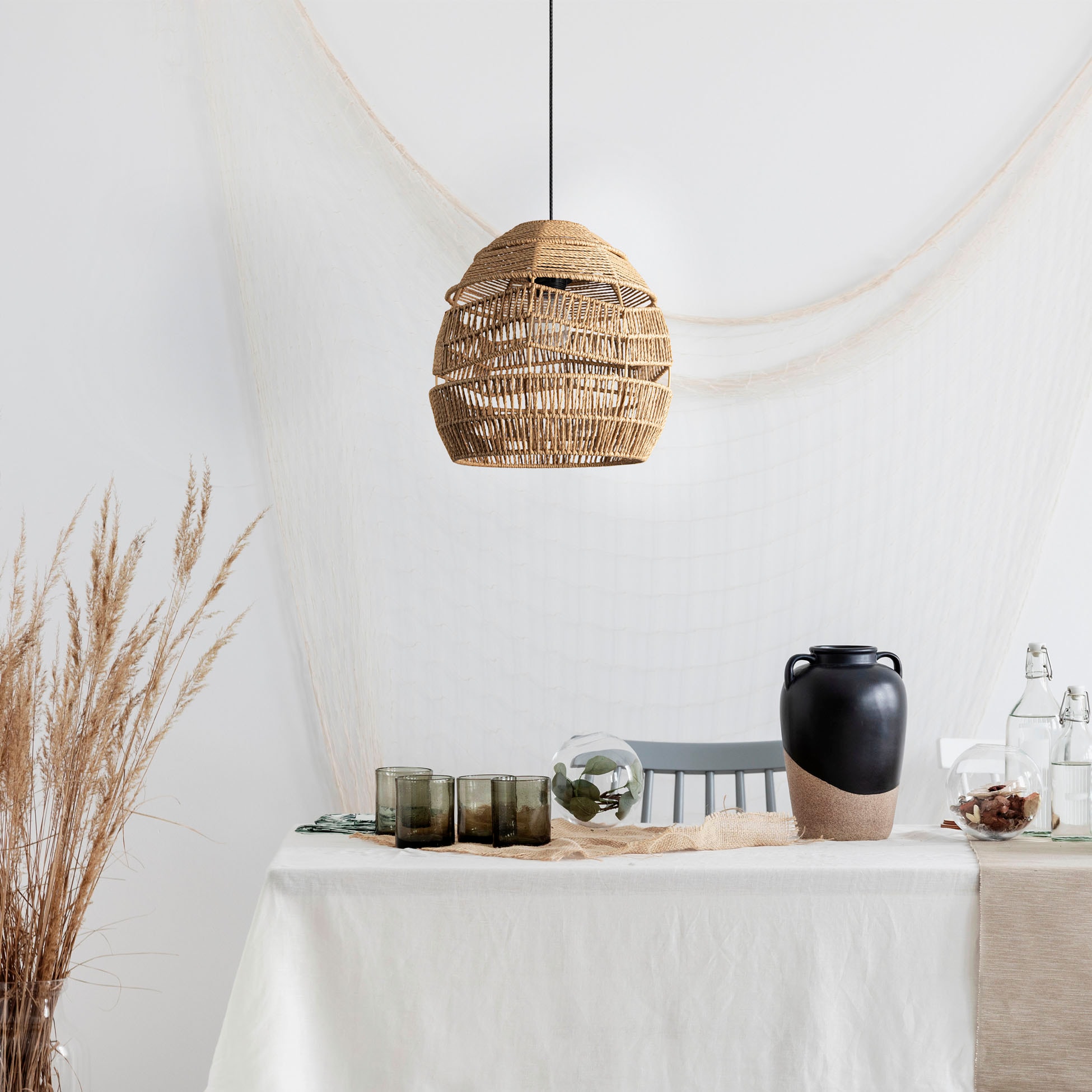 Boho | Pendelleuchte LED Pendelleuchte E27 Hängeleuchte Home Paco Vintage BAUR »VILLA«, Papier Rustikal