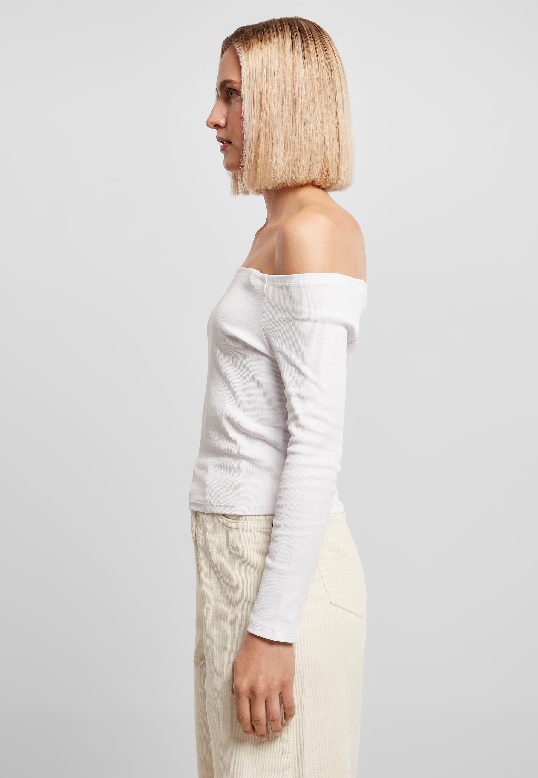 URBAN CLASSICS Langarmshirt »Urban Classics Damen Ladies Off Shoulder Rib Longsleeve«, (1 tlg.)