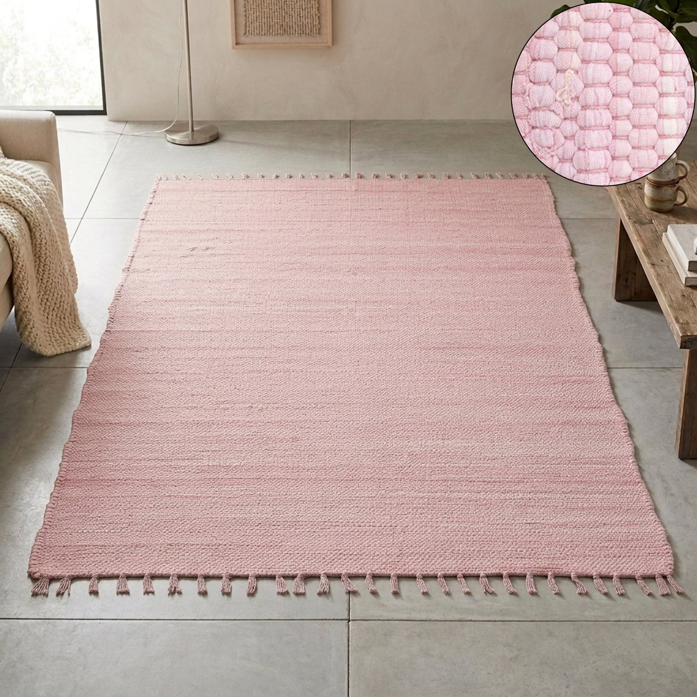 THEKO Teppich »Happy Cotton Fleckerl, handgewebt« rechteckig 5 mm Höhe Flachgewebe, reine Baumwolle, meliert, mit Fransen, auch als Läufer
