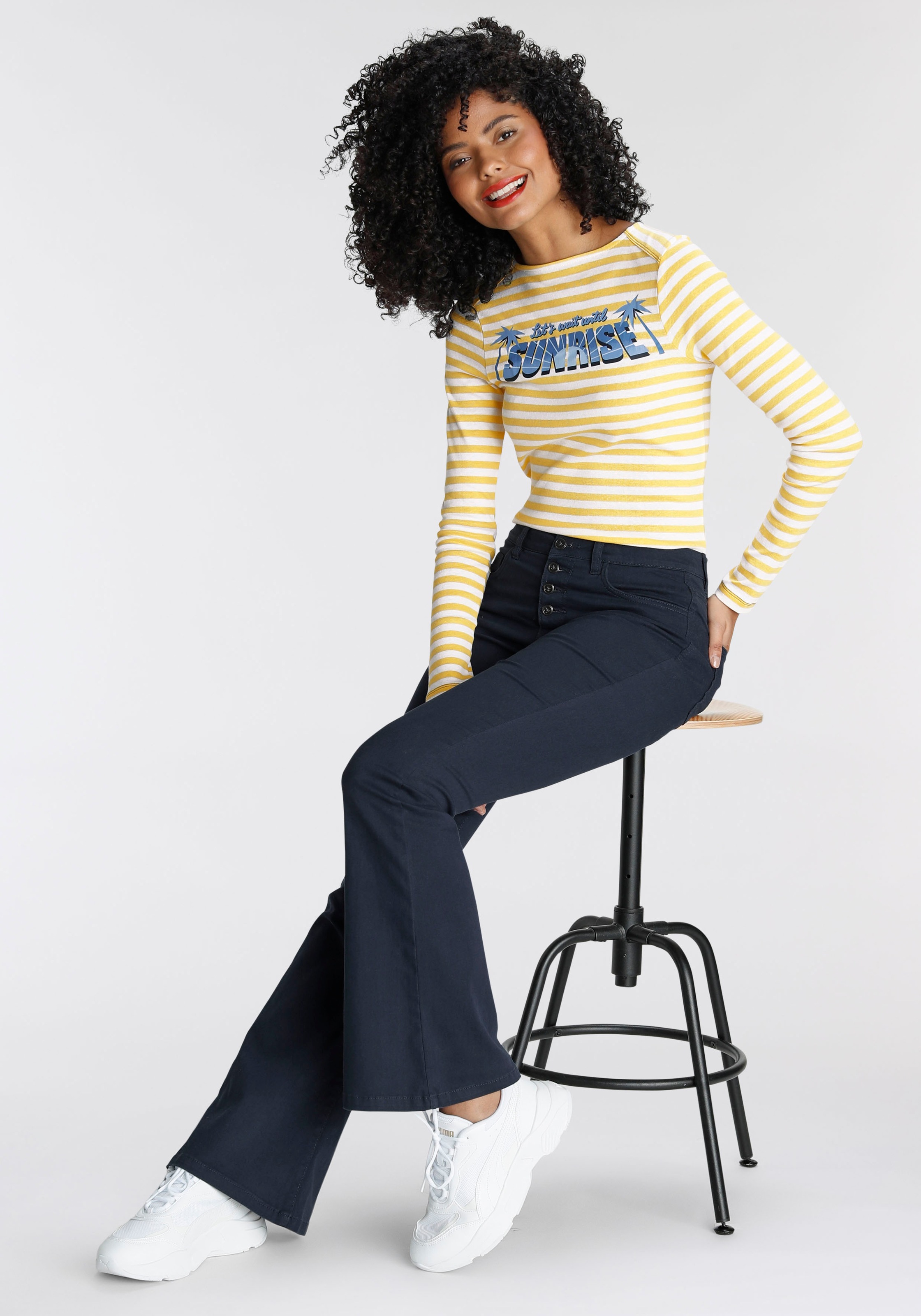 AJC Langarmshirt, mit stylisch-sommerlichen Front-print online bestellen |  BAUR | Shirts