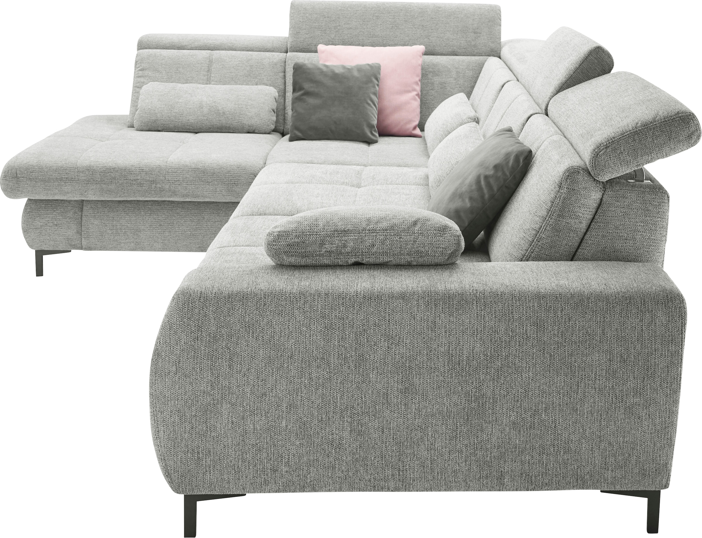 set one by Musterring Ecksofa »SO 3400 Sitzhöhe 47cm oder 49cm, Sitztiefe verstellbar, B/T 317/220 cm«, Kaltschaumpolsterung, Flachgewebe, whlw. mit Funktionen, Sitzhöhe 47