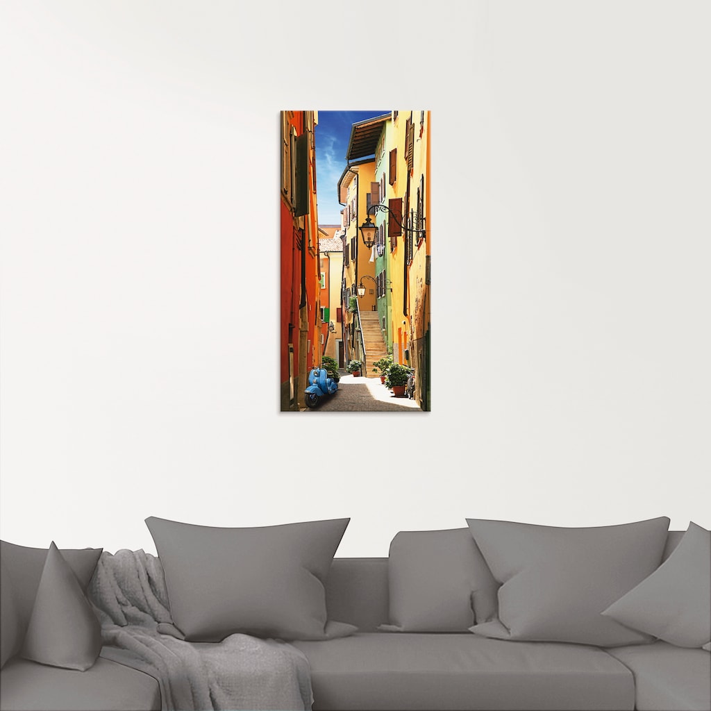 Artland Glasbild »Altstadtgasse Riva del Garda«, Architektonische Elemente, (1 St.)