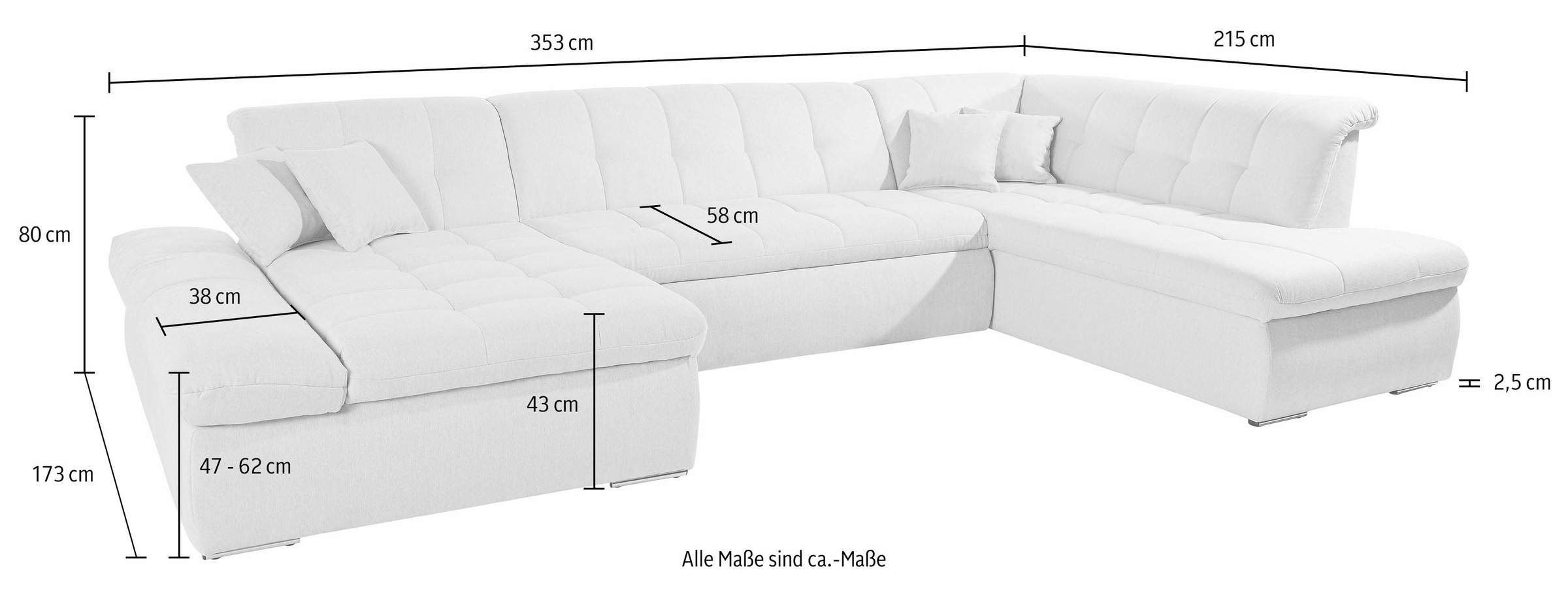 INOSIGN Wohnlandschaft »U-Form«, wahlweise mit Bett- und Armlehnfunktion