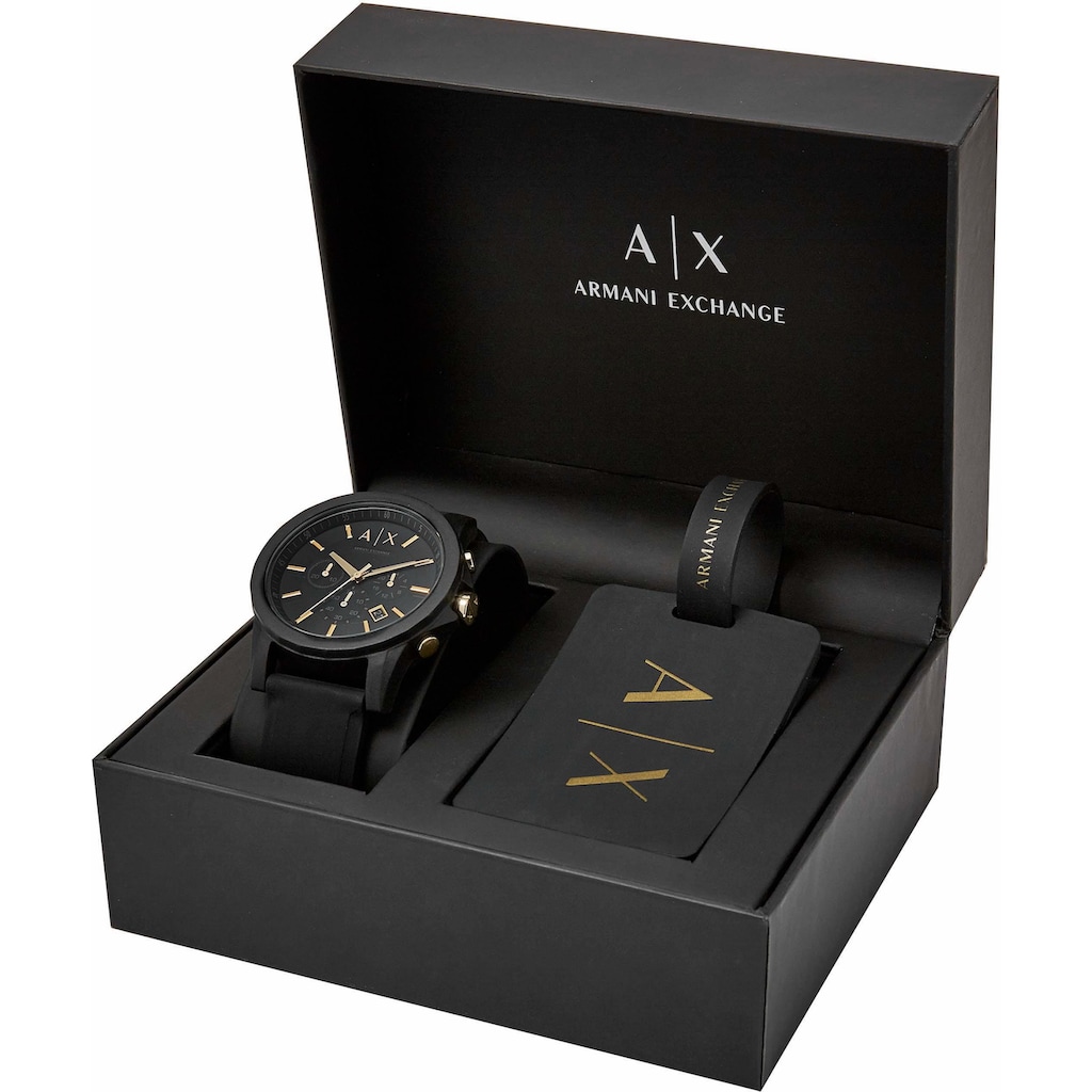 ARMANI EXCHANGE Chronograph »AX7105«, (Set, 2 tlg.), Quarzuhr, Armbanduhr, Herren, Stoppfunktion, ideal auch als Geschenk