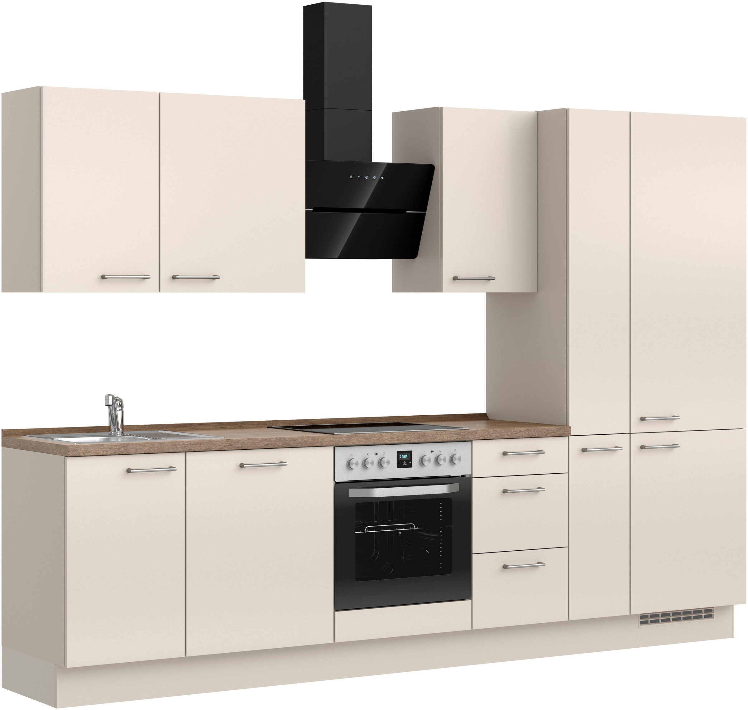 nobilia® Küchenzeile »"Laser II", Ausrichtung wählbar, Breite 300 cm«, vormontiert, wahlw. mit unterschiedlichen E-Geräten-Sets