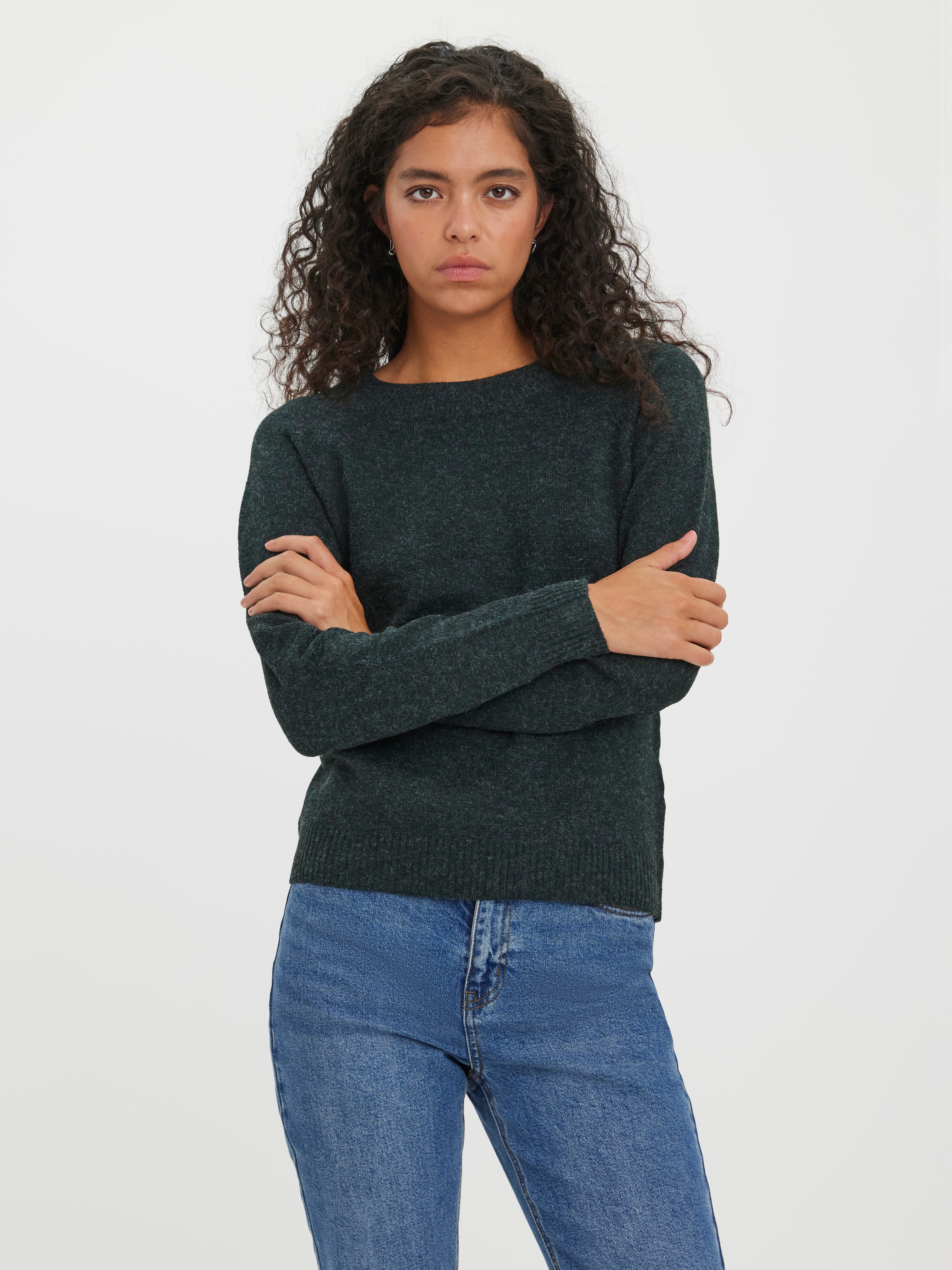 Vero Moda "VMDOFFY LS O-NECK BLOUSE GA NOOS" Materialmix, regular fit