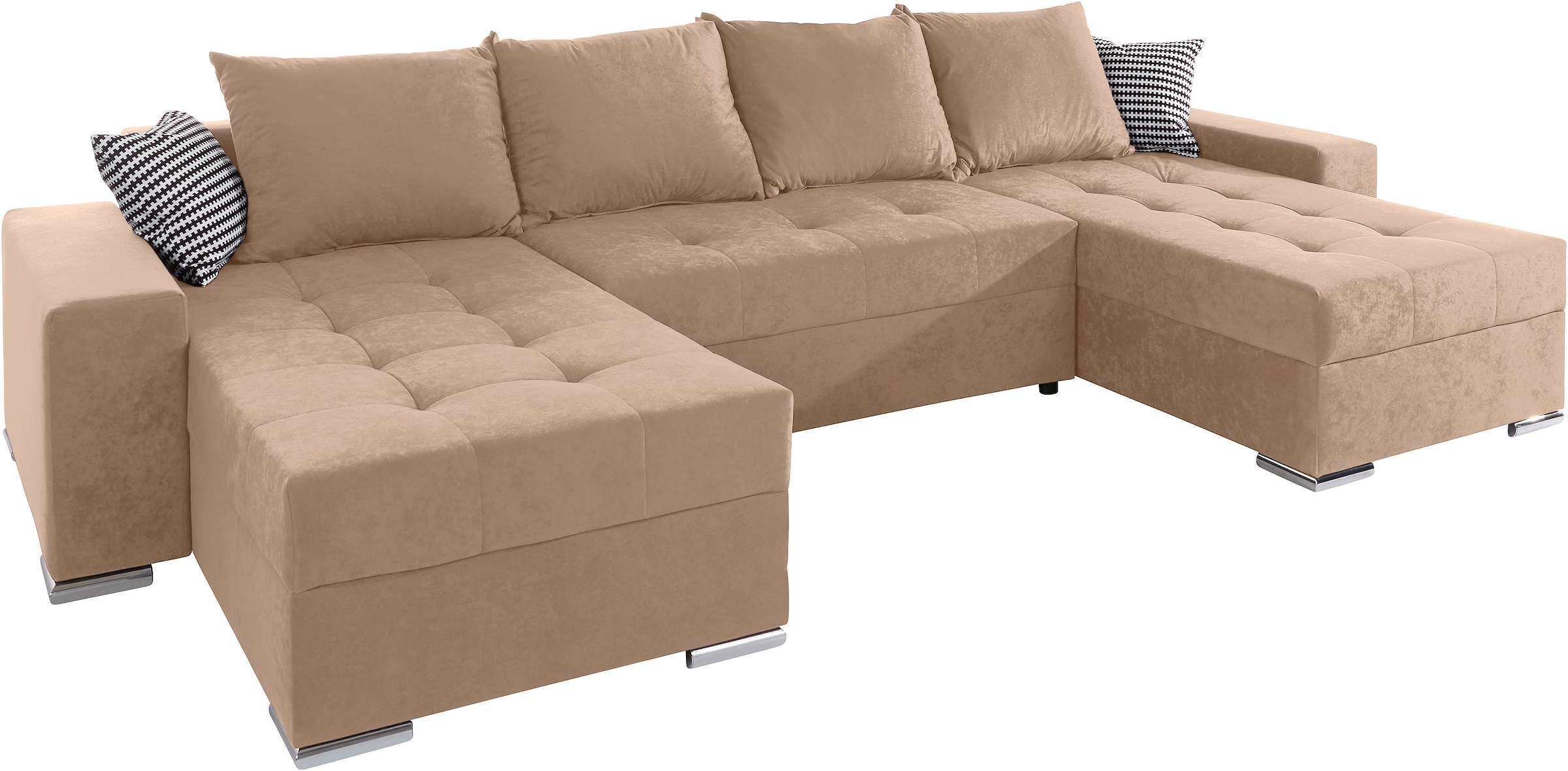 COLLECTION AB Wohnlandschaft »Josy XL U-Form, Breite: 313 cm« mit Bettfunktion, Bettkasten & 2 Zierkissen, Federkern