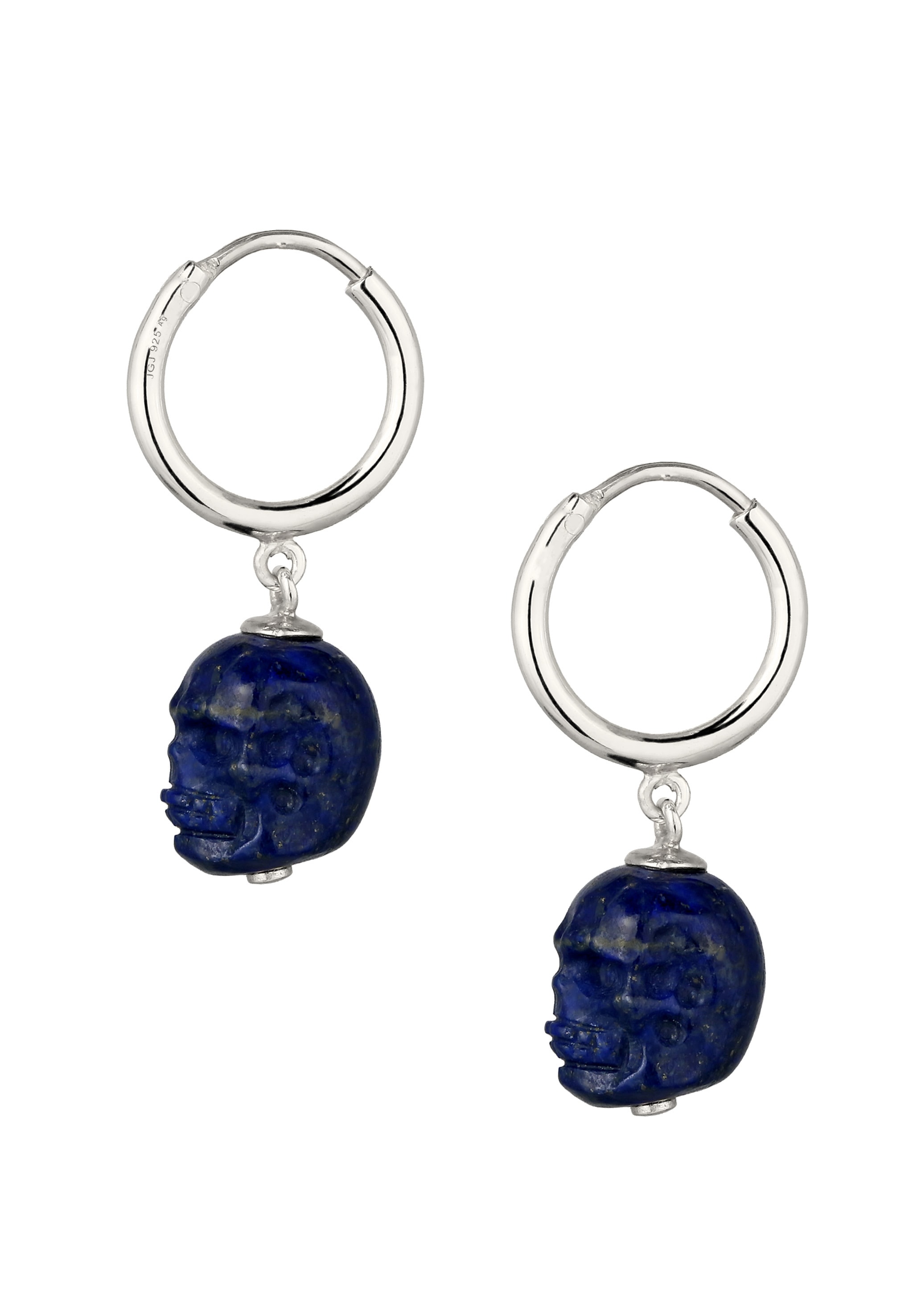 Kuzzoi Paar Creolen »Ohrringe Creole Totenkopf Lapis Lazuli Blue 925 Sterling Silber«