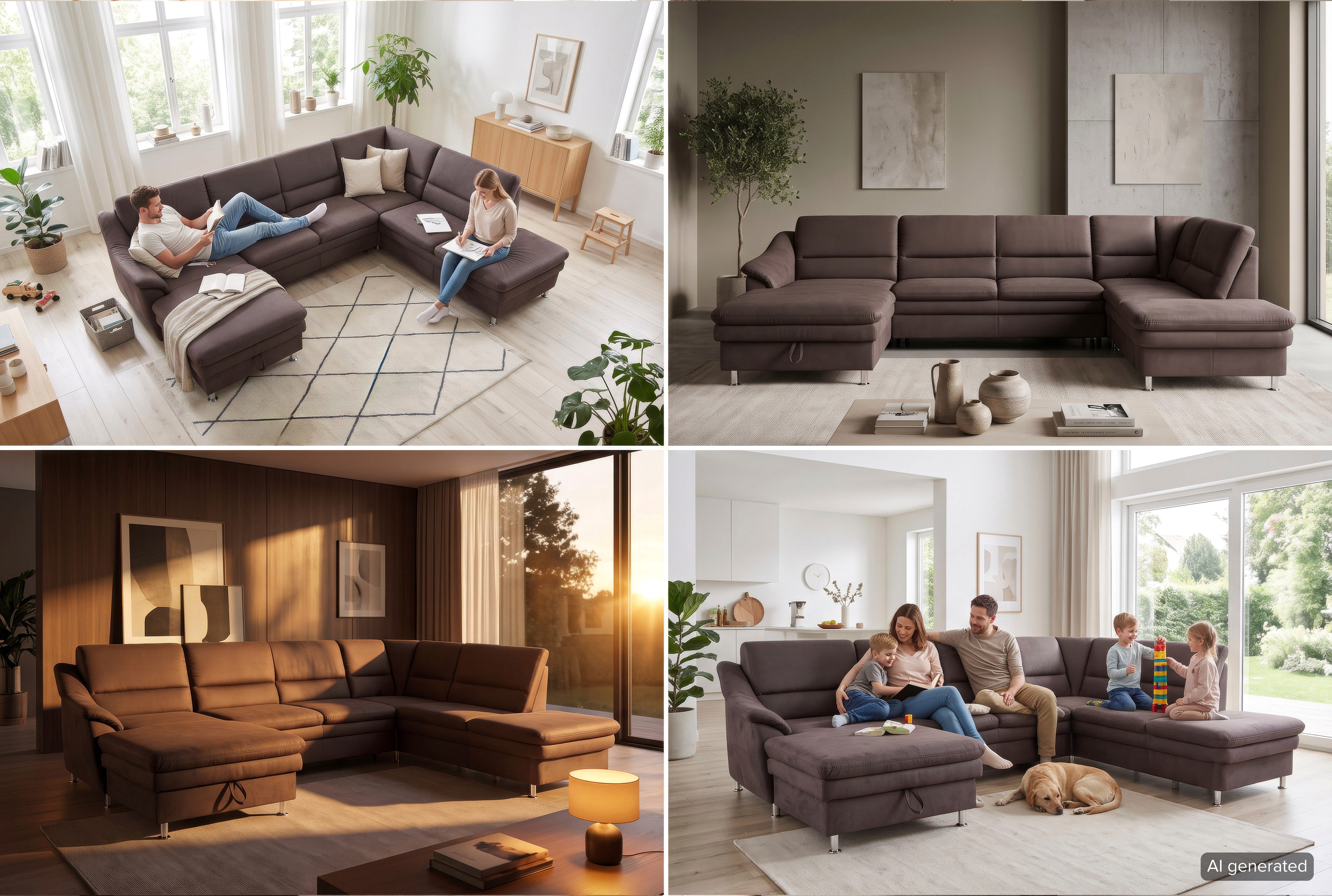 sit&more Wohnlandschaft "Cardoso, U-Form, B: 324 cm, Bettfunktion und Relaxfunktion optional" 2 Kopfstützen inklusive, Federkern, komfortable Sitzhöhe 47 cm