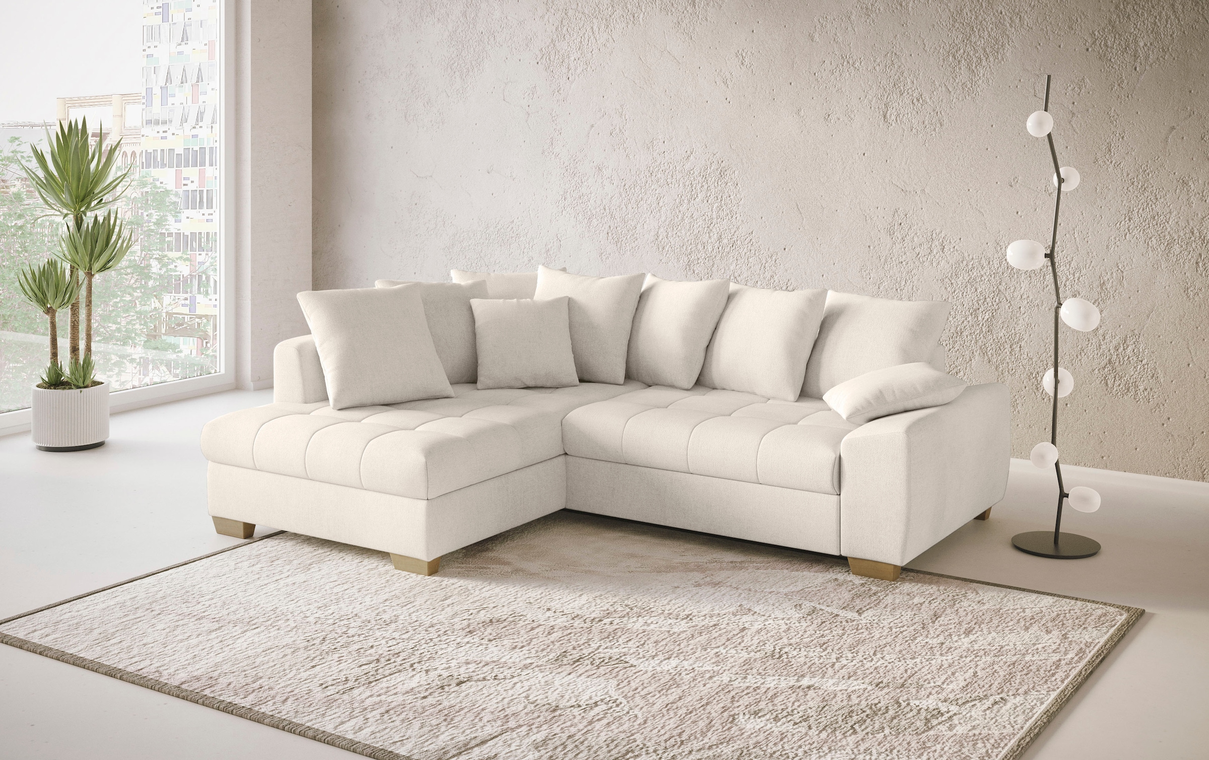 Mr. Couch Ecksofa »Nikita II, L-Form«, Wahlweise mit Bettfunktion, Bettkasten & RGB-LED-Beleuchtung