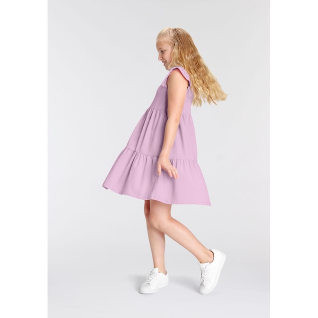 KIDSWORLD Jerseykleid, mit süßen Flügelärmchen und Volants | BAUR