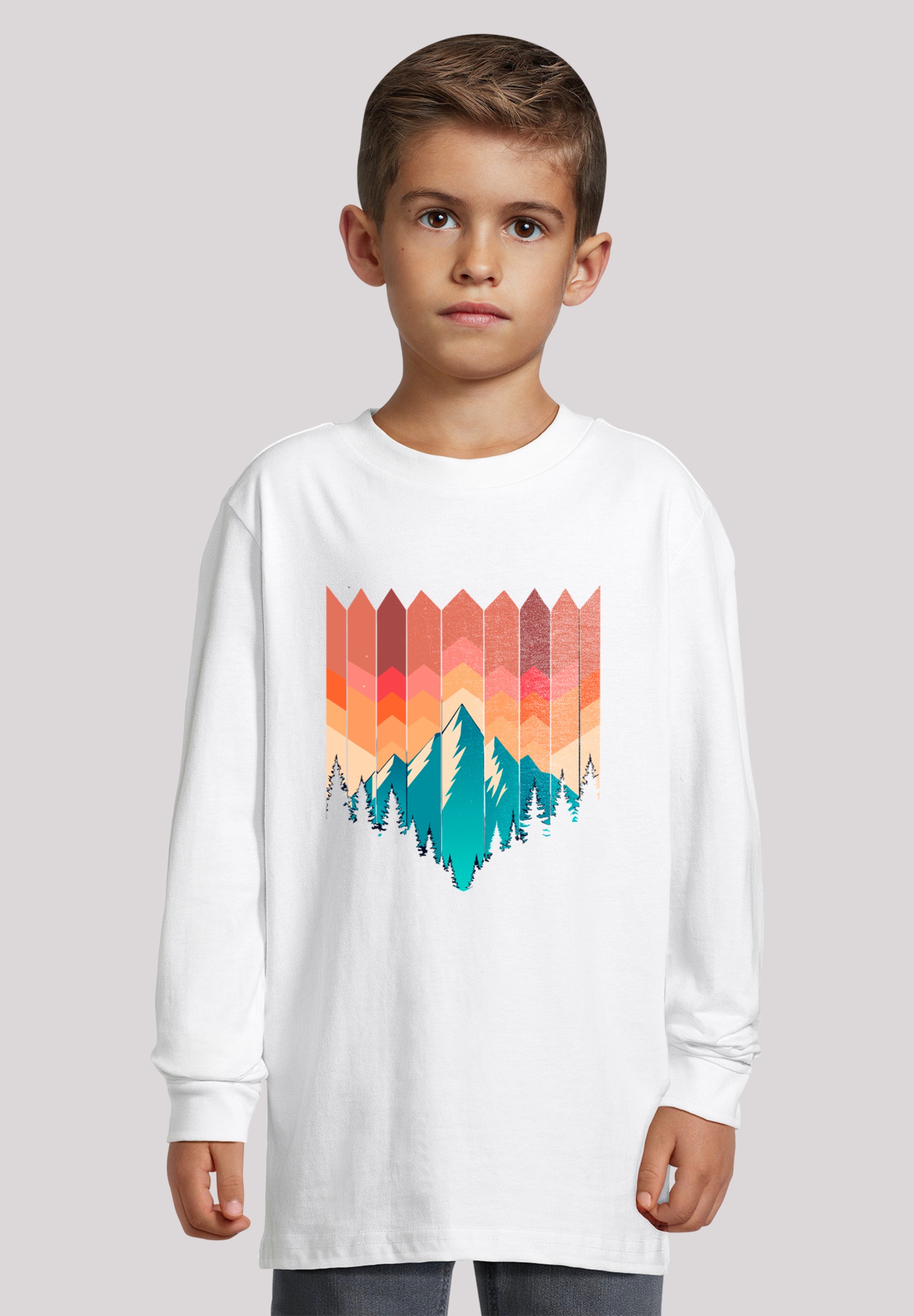 F4NT4STIC Jungen T-Shirt "Berg Sonnenuntergang Geometrisch", weiß, Gr. 158, Obermaterial: 100% Baumwolle, Shirts, Premium Qualität