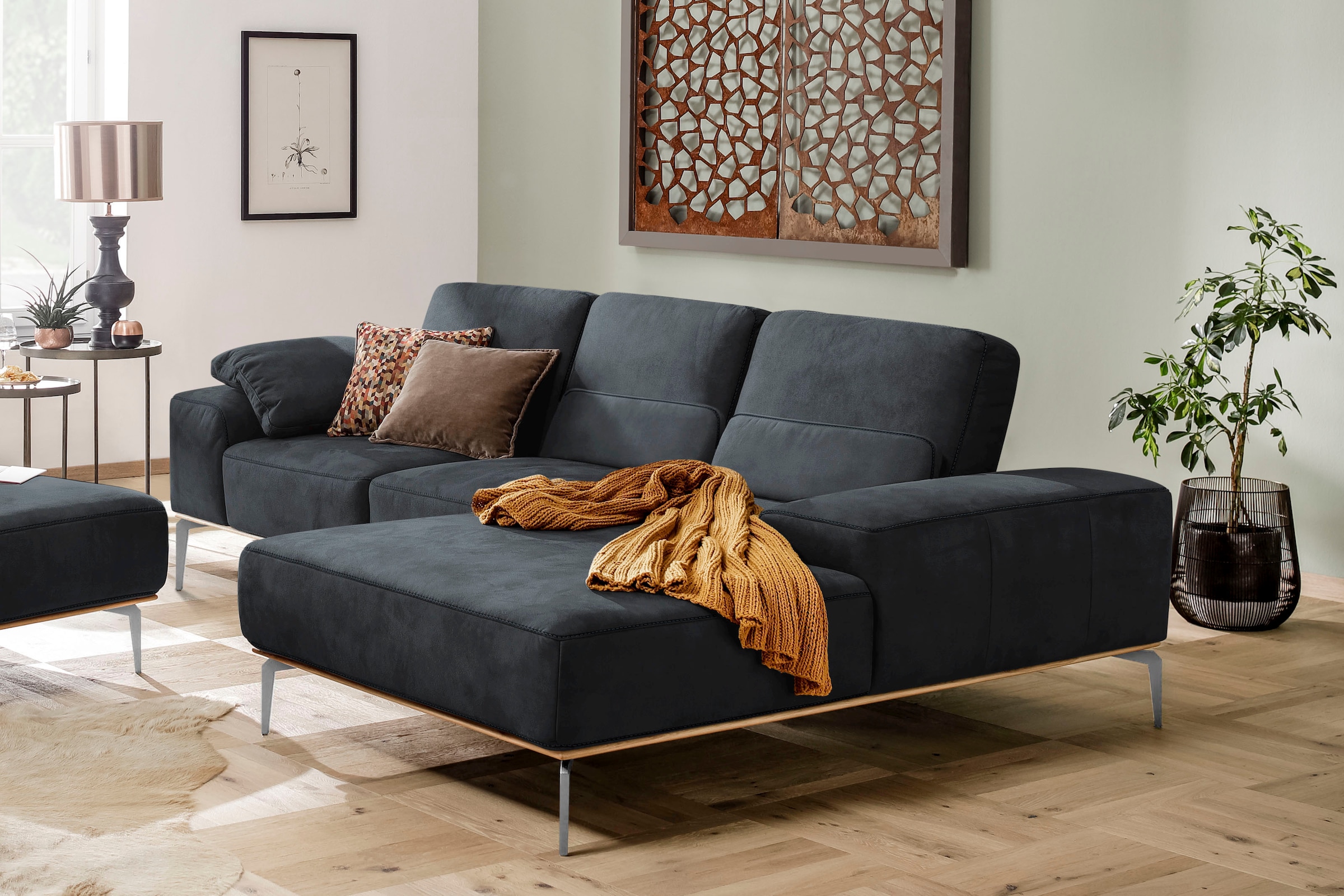 W.SCHILLIG Ecksofa "run", mit elegantem Holzsockel, Füße in Chrom glänzend, günstig online kaufen