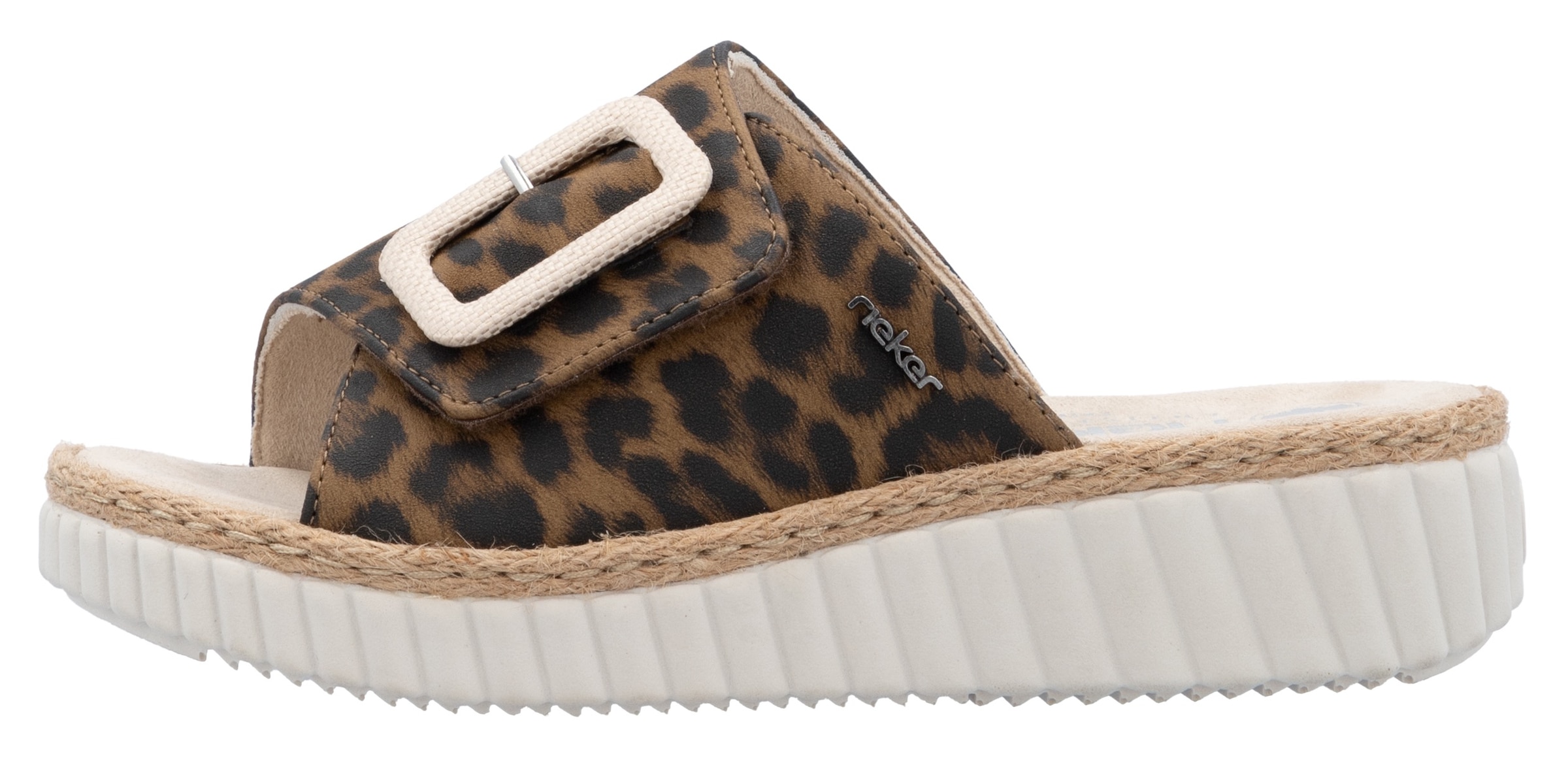 Rieker Pantolette, Sommerschuh, Strandschuh, Urlaubschuh, Hausschuh mit Klettverschluss