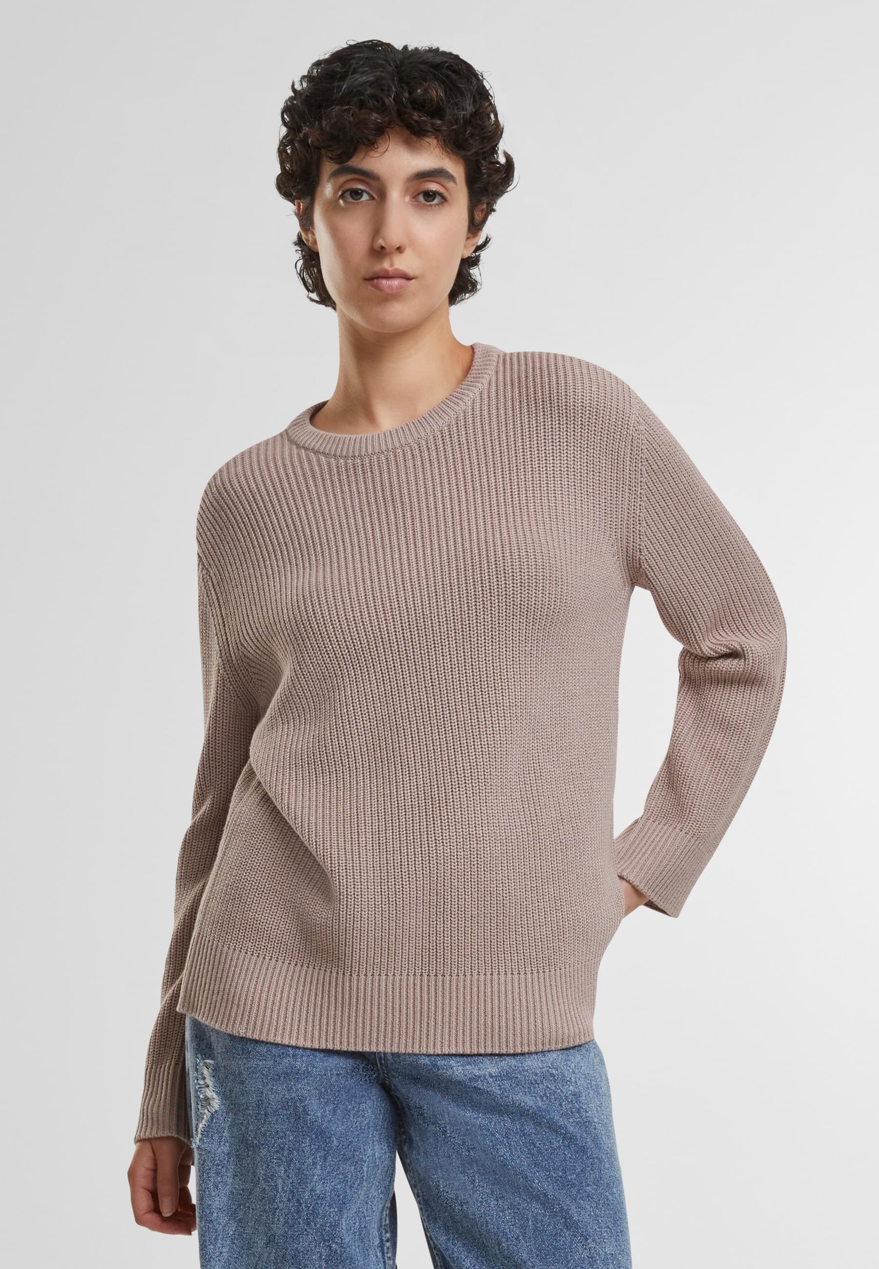 URBAN CLASSICS Rundhalspullover »Urban Classics Damen Ladies Rib Knit Sweater«, (1 tlg.)