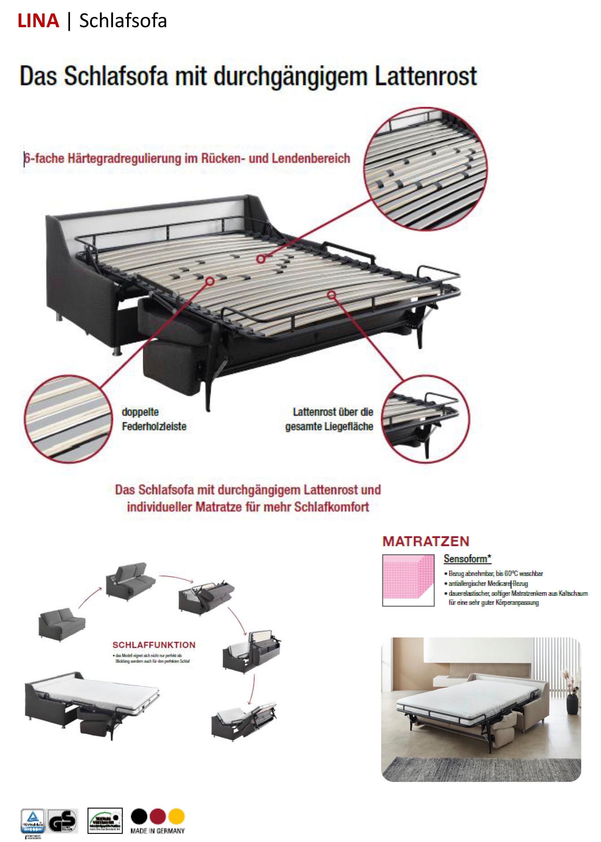 Thumbnail - Bali "LINA, Dauerschlaffunktion, 140 u. 160 er Breiten" durchgehender Lattenrost mit 6-facher Härtegradregulierung