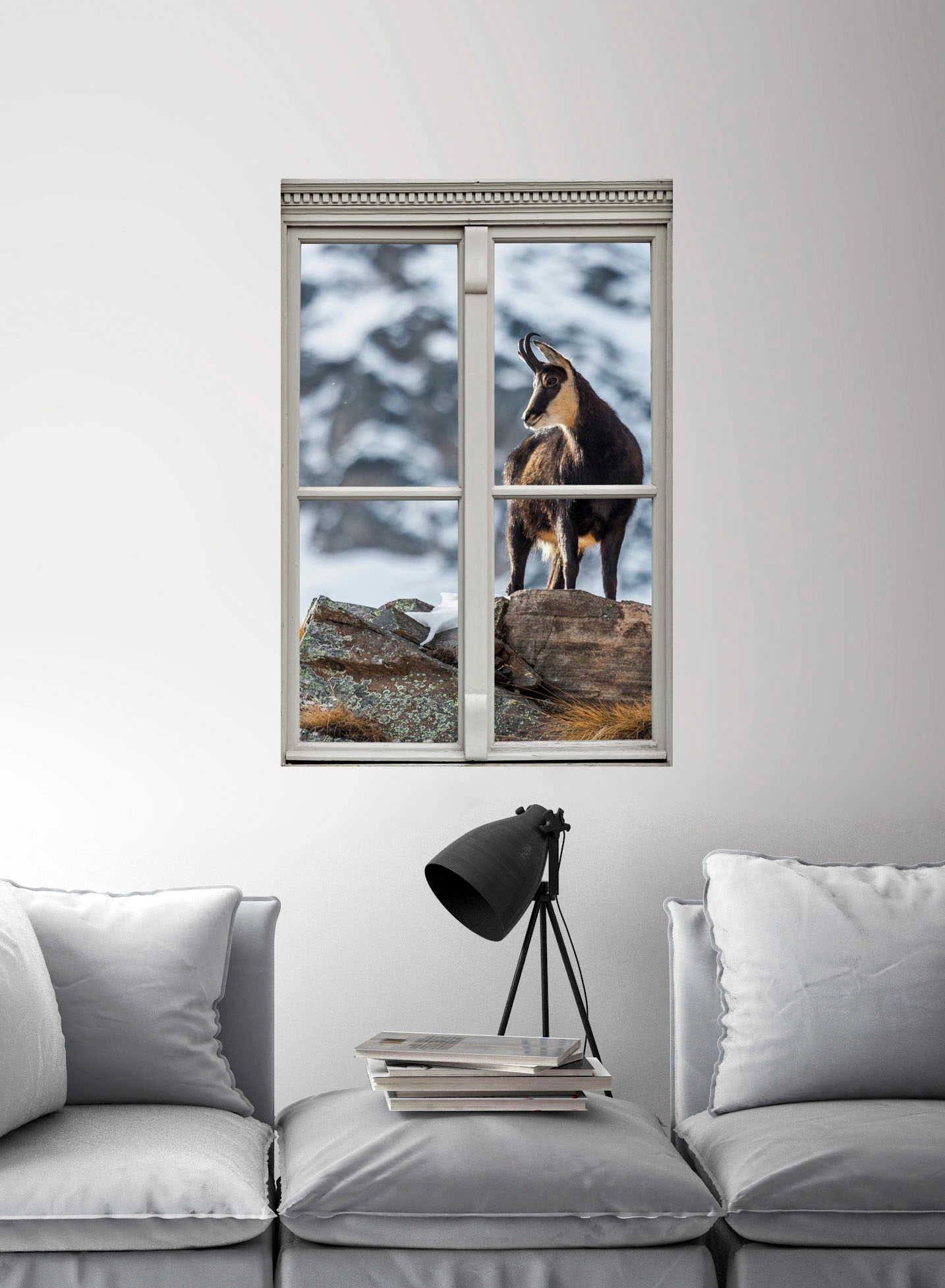 queence Wandsticker »Steinbock«, Wandsticker, Wandbild, selbstklebend, 3D, Fenster