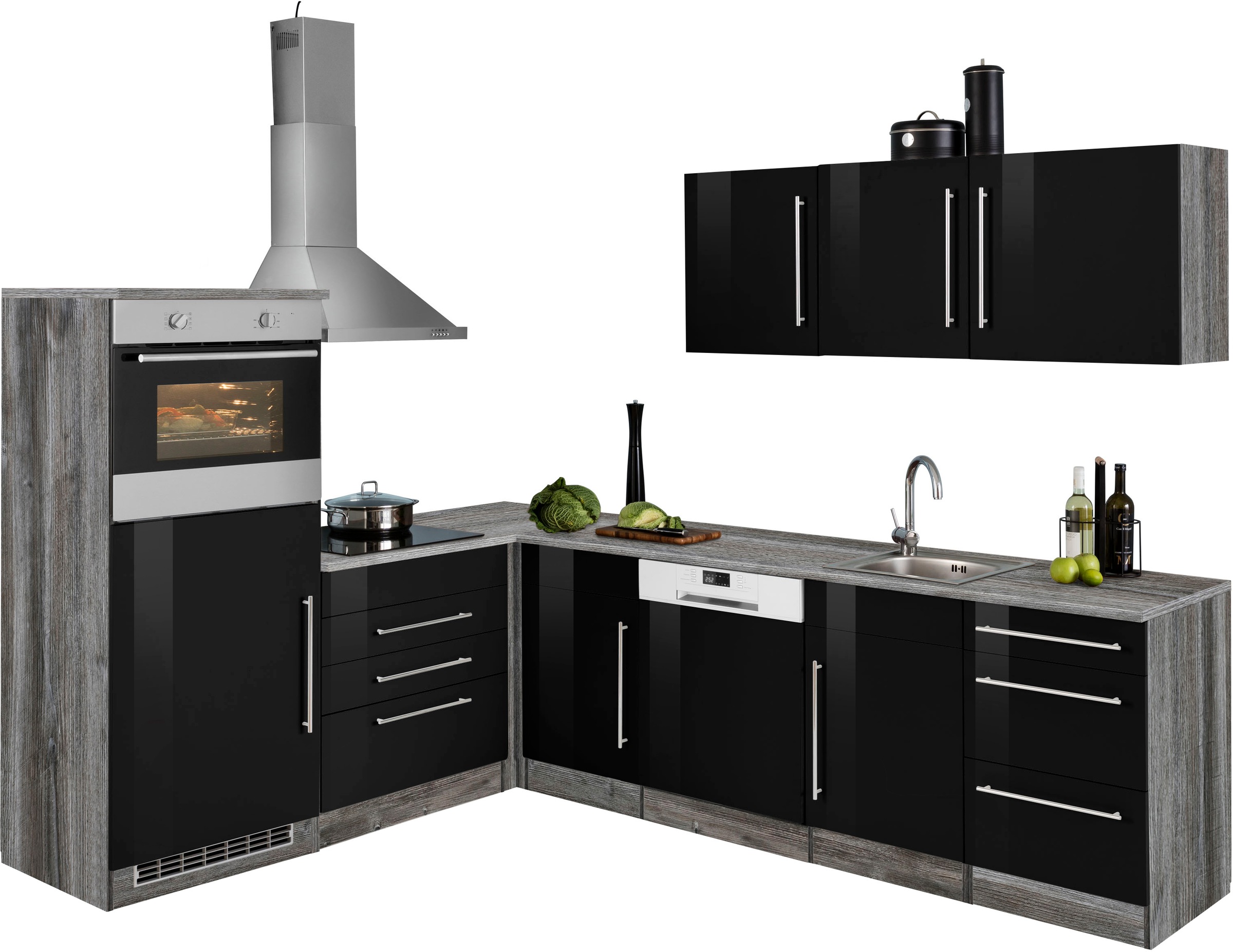HELD MÖBEL Winkelküche »Samos«, mit E-Geräten, Stellbreite 200/270 cm  kaufen | BAUR | L-Küchen