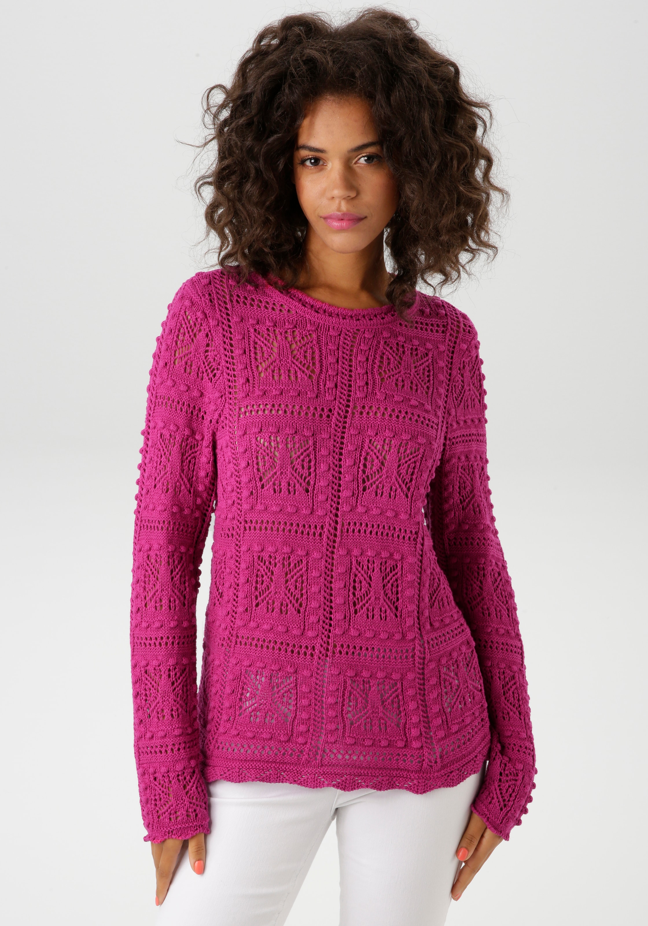 Strickpullover, im attraktiven Ajour-Muster-Mix - NEUE KOLLEKTION