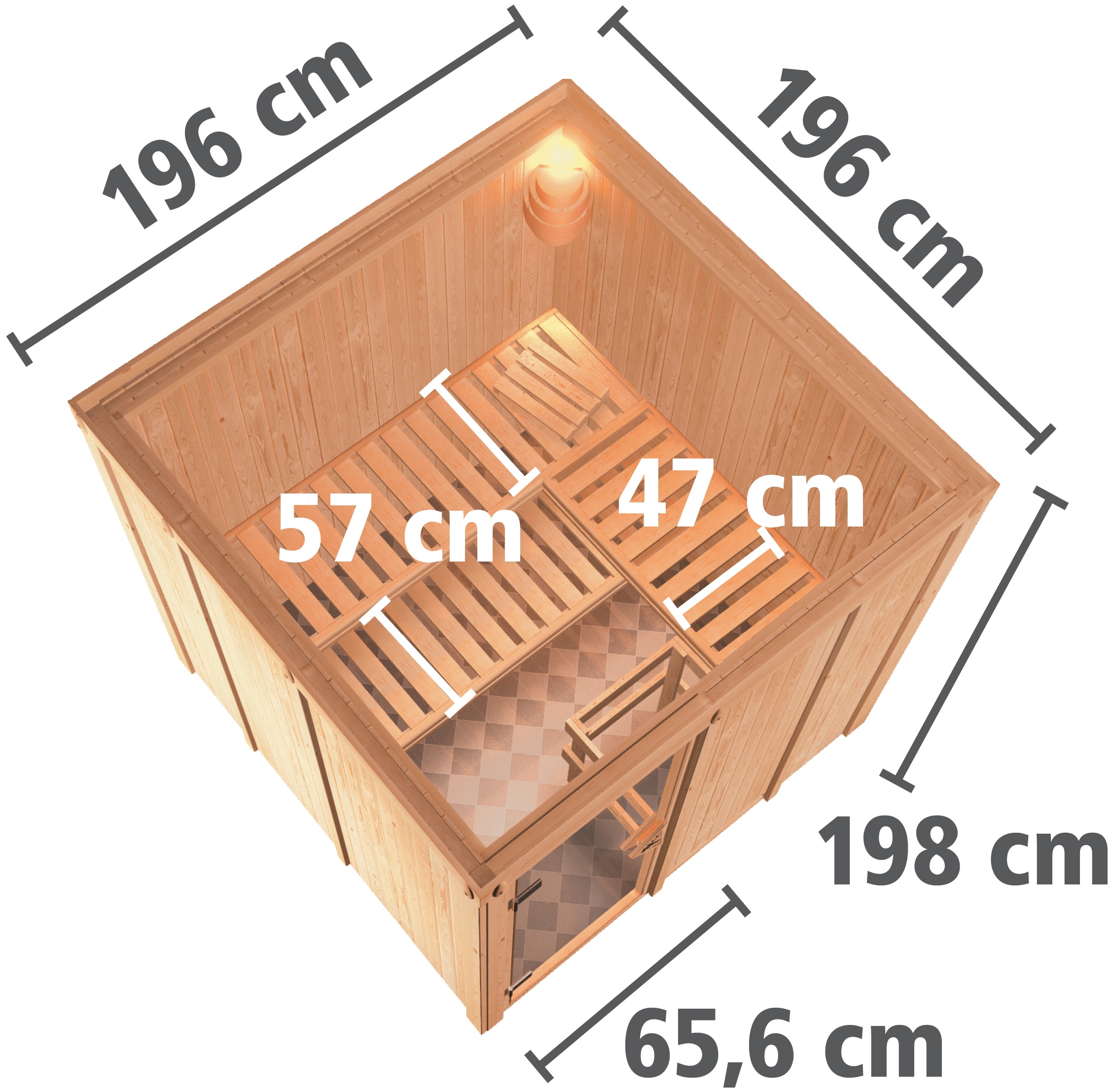 Karibu Sauna »Rodin«, 9-kW-Bio-Ofen mit externer Steuerung