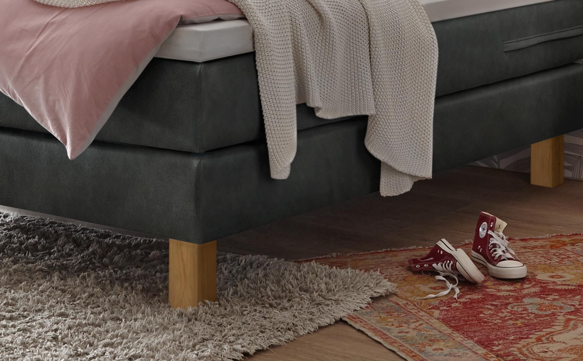 HASENA Boxspringbett »Isoba«, inkl. Topper, Füsse aus massiver Eiche