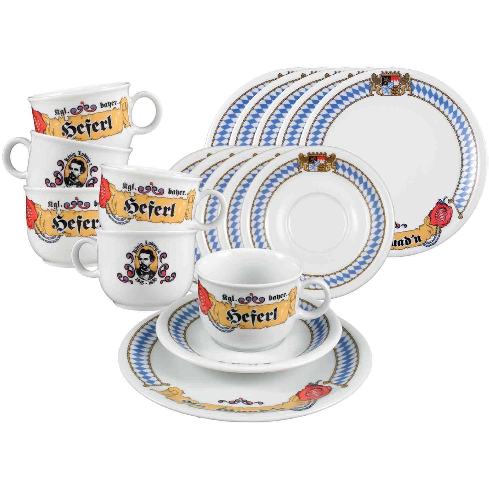 Seltmann Weiden Geschirr-Set "Kaffeeservice Compact Bayern 18er Set bunt" Spülmaschinenfest, Mikrowellensicher, Ofenfest
