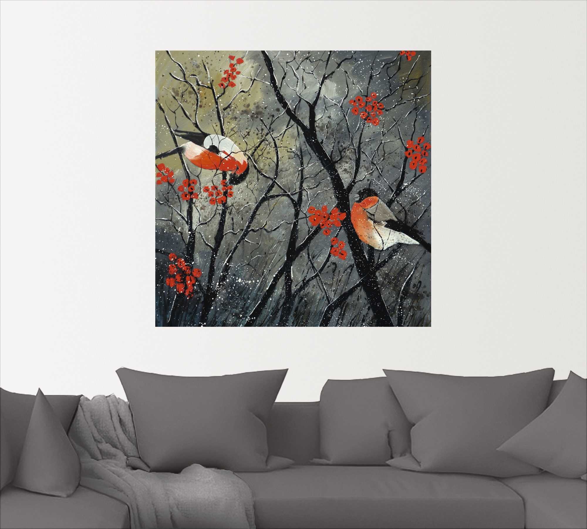 Artland Wandbild "rote Vögel im Winter", Vögel, (1 St.), als Alubild, Outdo günstig online kaufen