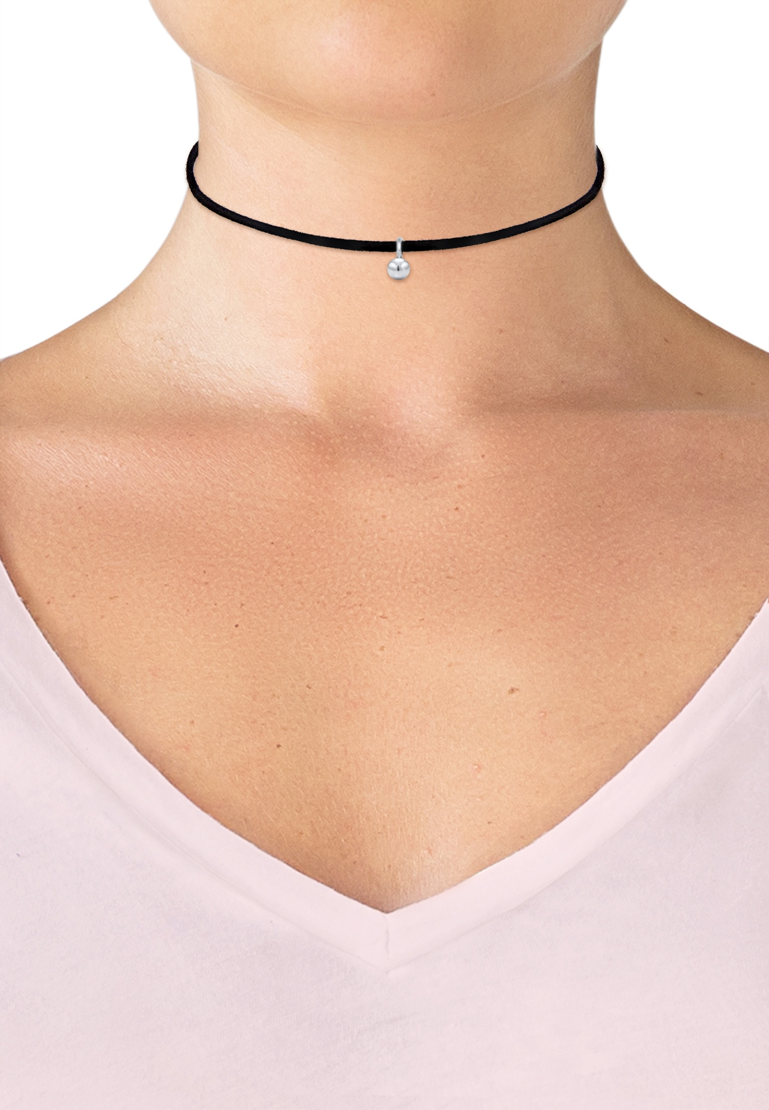 Elli Collier »Choker Velour Schwarz mit Anhänger Kugel Silber«