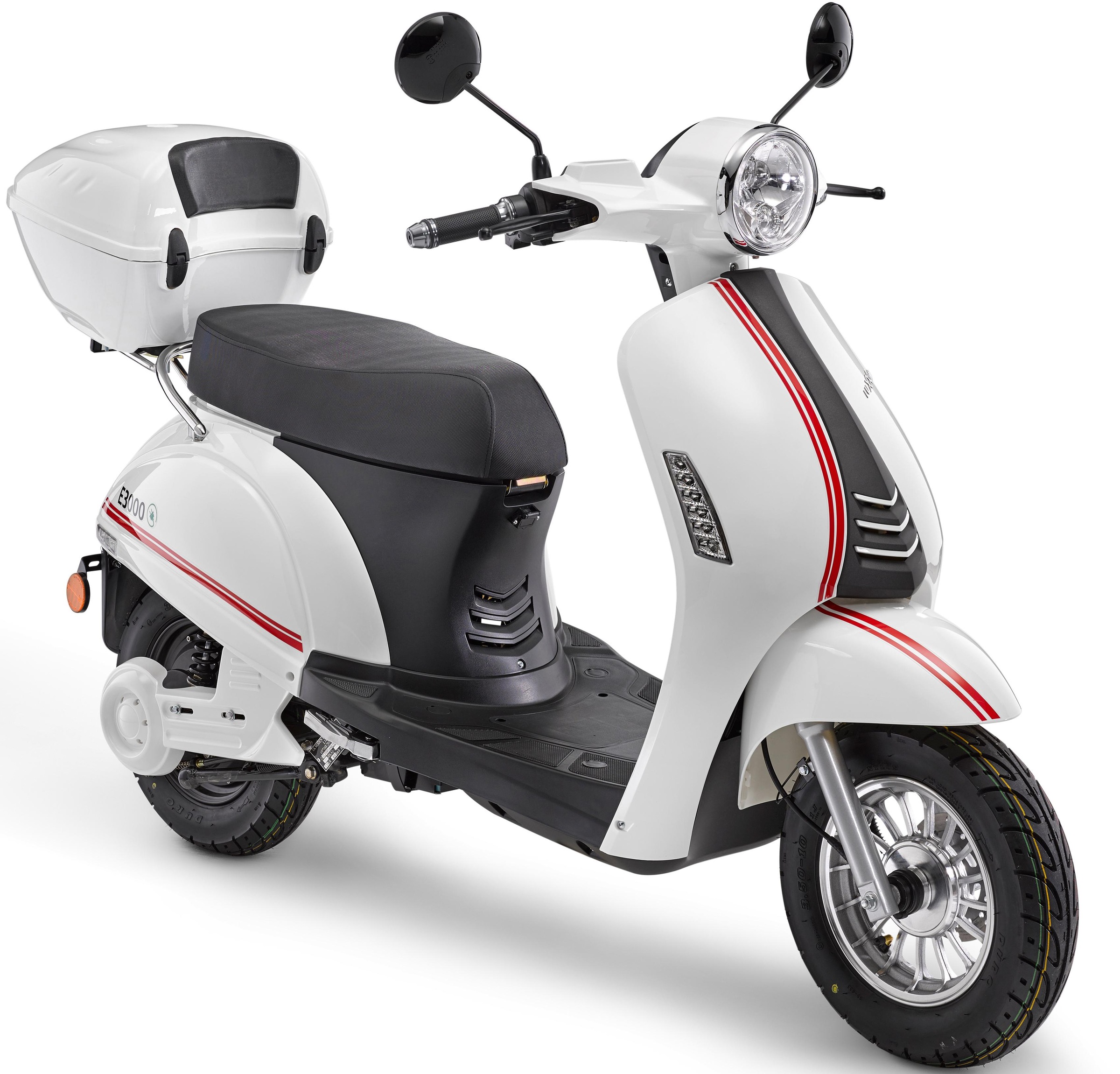 LUXXON E-Motorroller "E3000", 45 km/h, weiß, Elektromotorroller, bis zu 55 km Reichweite, mit Straßenzulassung, 2 Sitzplätze