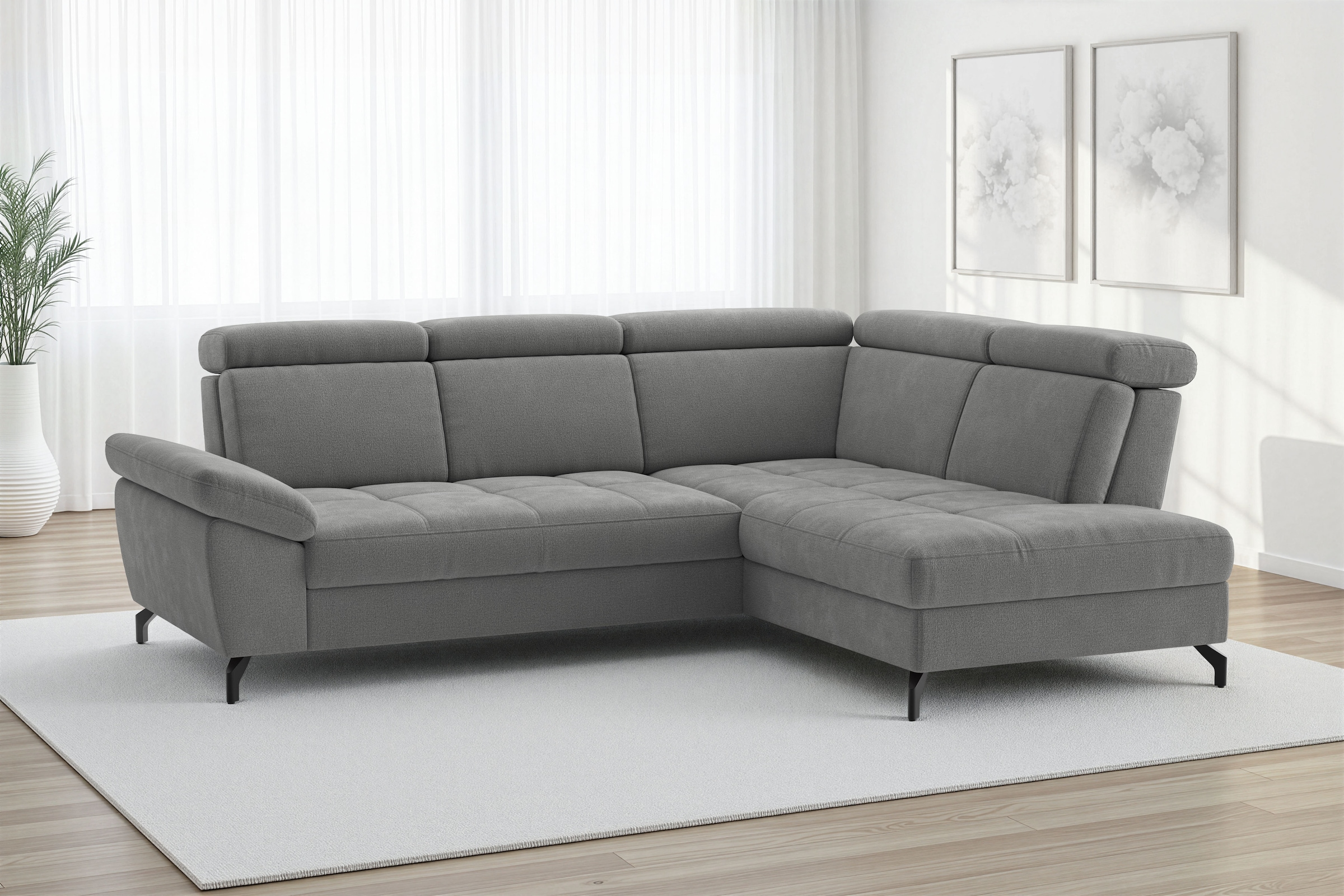 sit&more Ecksofa "Vanity; L-Form, B. 254 cm" Inkl.Sitz-,Kopf-und Armteilverstellung