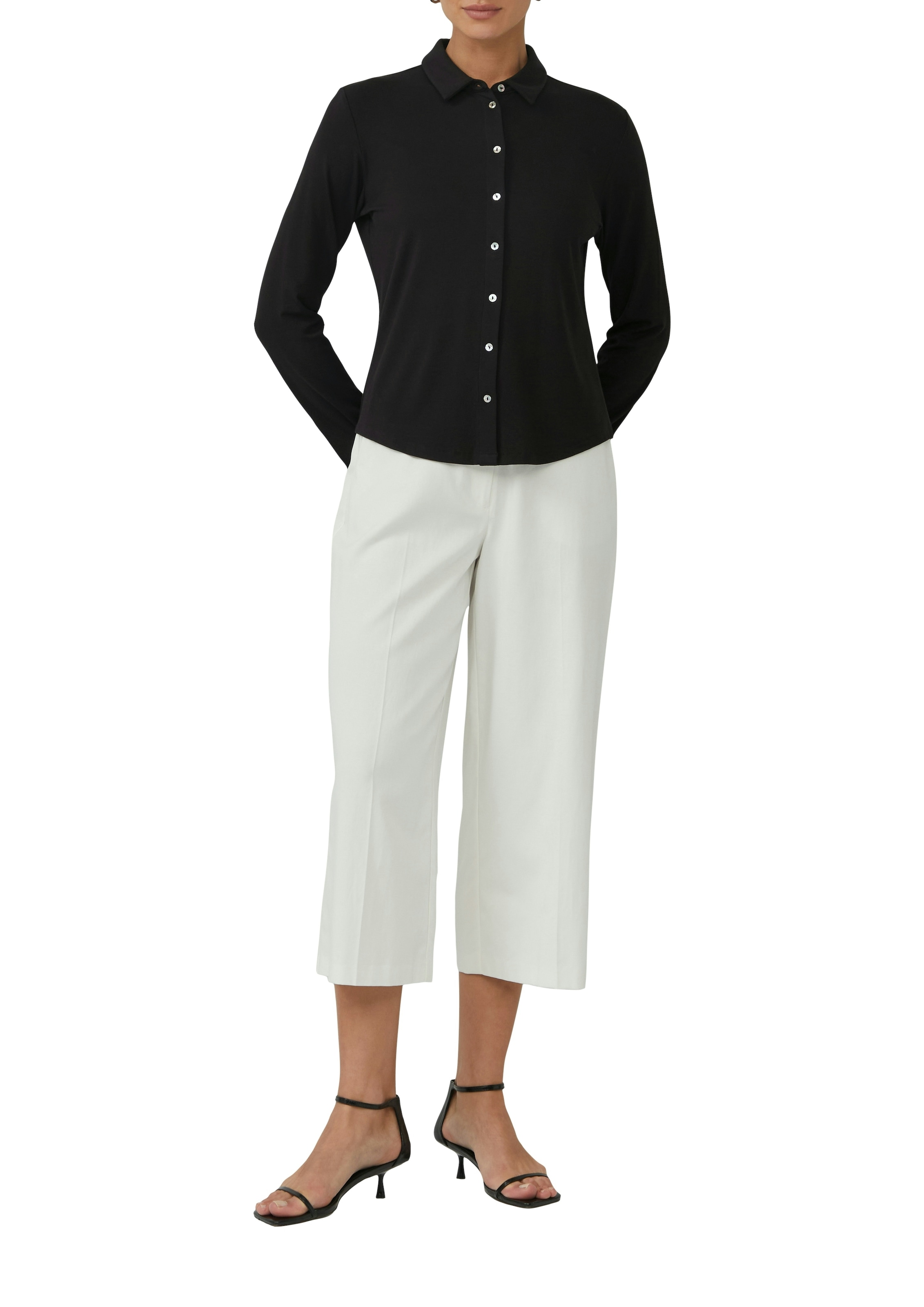 s.Oliver BLACK LABEL Hemdbluse mit Perlmuttknöpfen