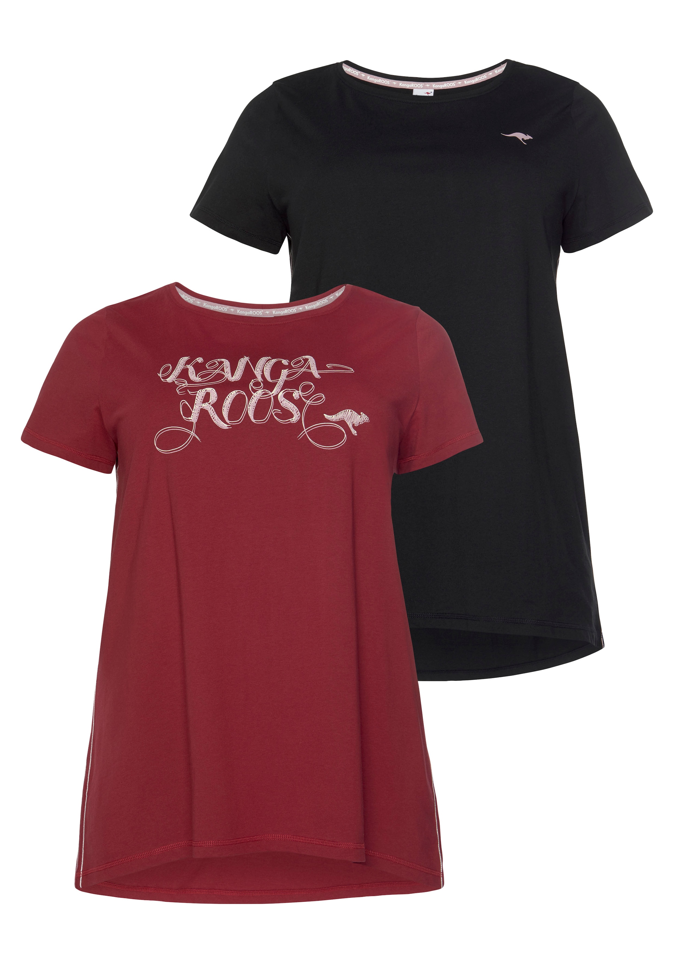KangaROOS Longshirt Packung, 2er-Pack, 2 Stk. Kurzarm, figurumschmeichelnde günstig online kaufen