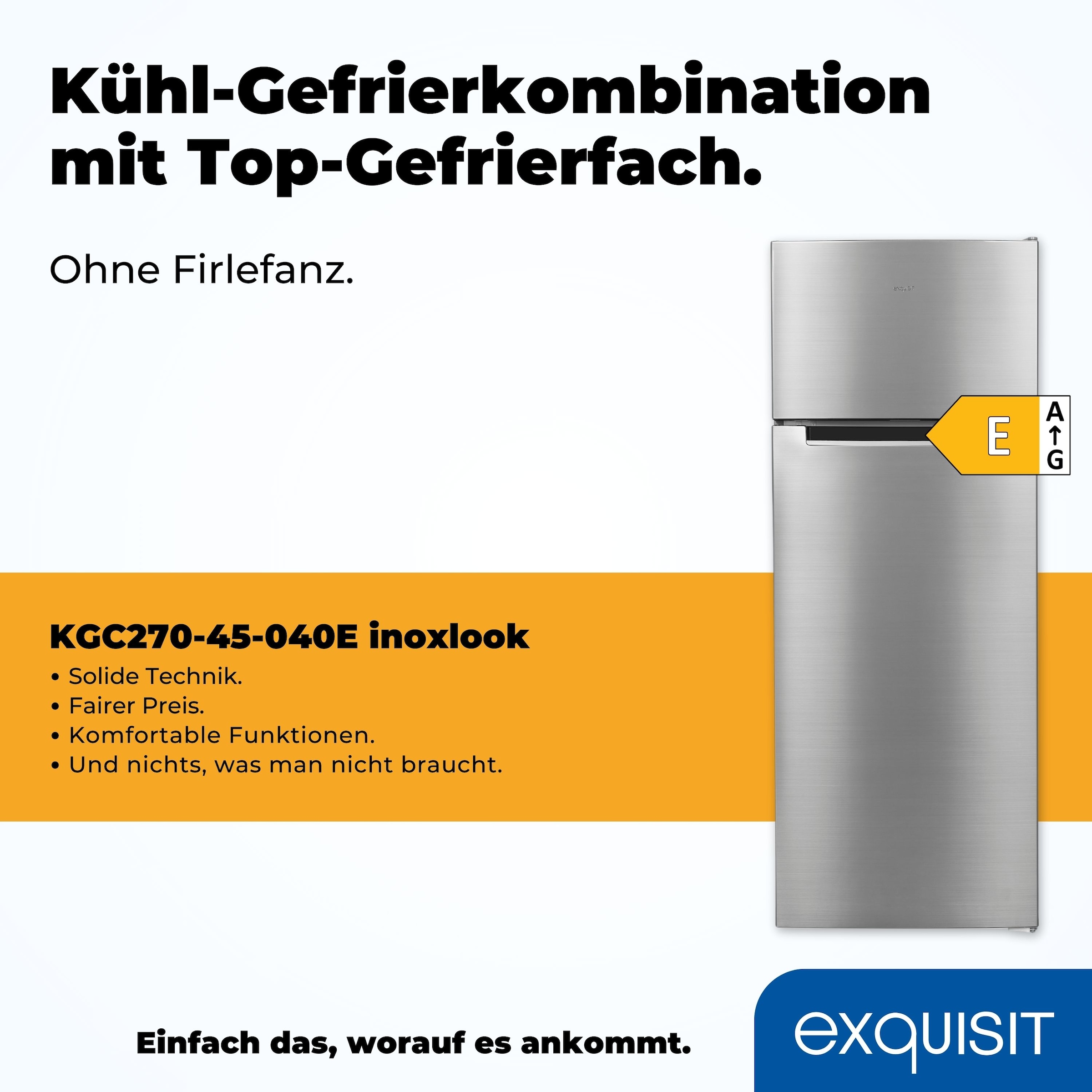 exquisit Kühl-/Gefrierkombination »KGC270-45-040E inoxlook«