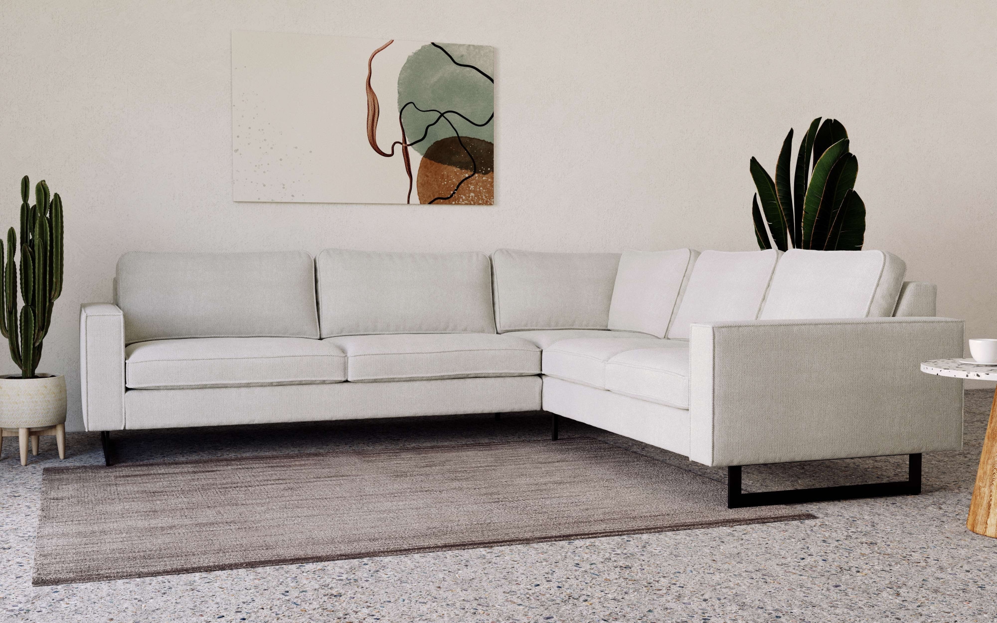 Places of Style Ecksofa »Pinto, XXL, 250/290 cm, langer Schenkel, Ottomane«, Cord, Chenille, Lederoptik, mit Keder, Metallfüße, Wellenunterfederung