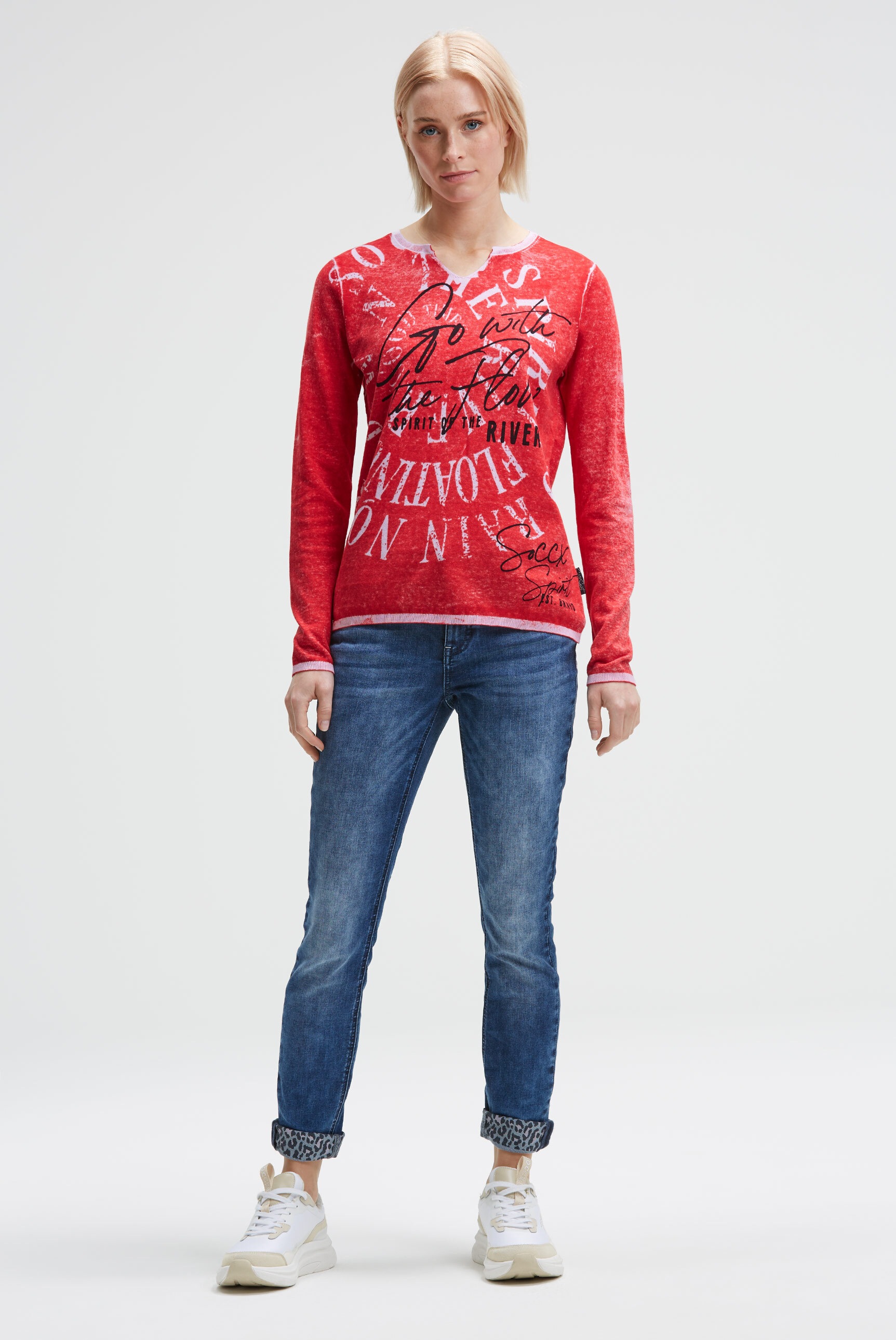 SOCCX Rundhalspullover aus Feinstrick