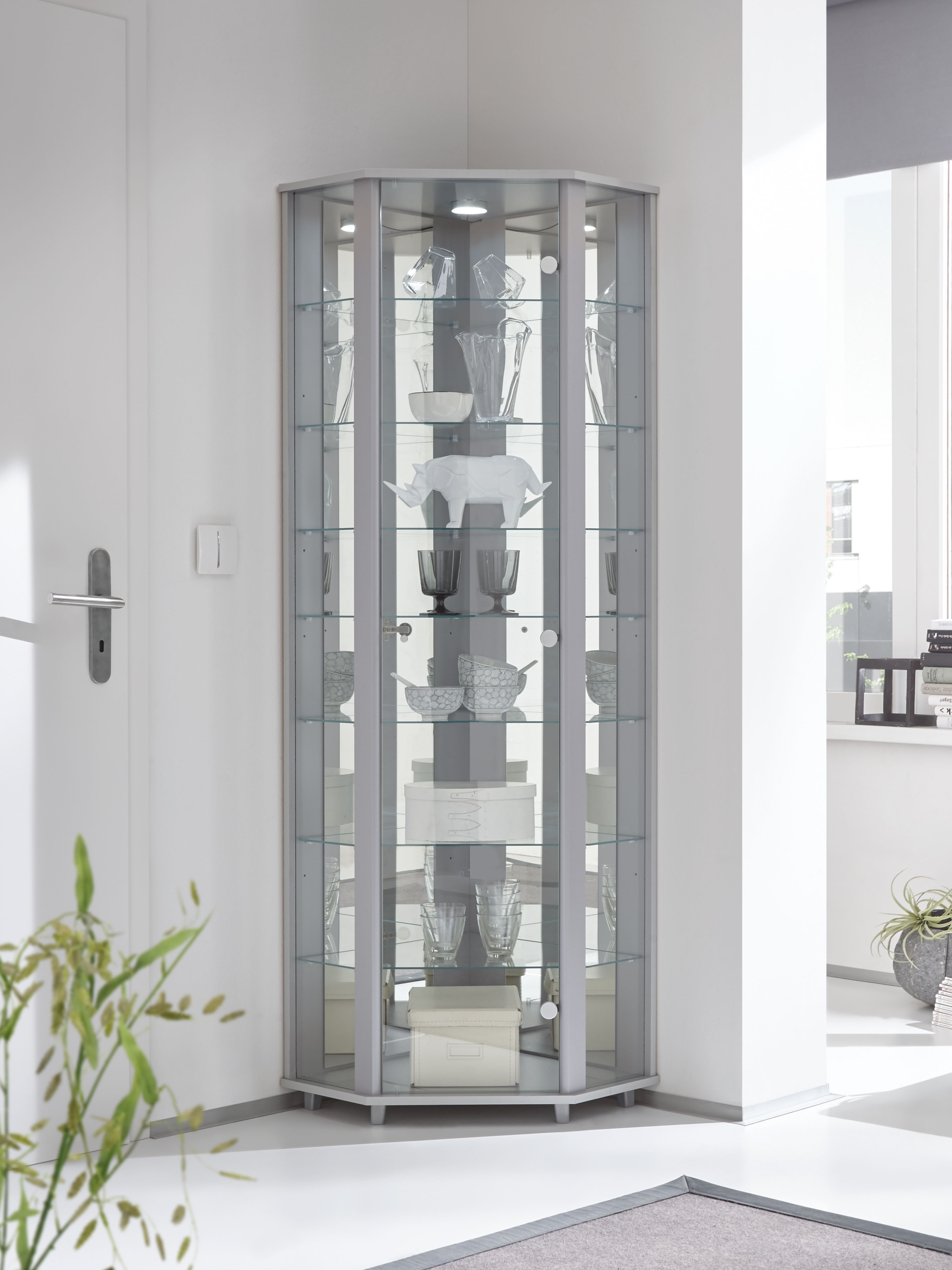 fif möbel Eckvitrine "TRIO Höhe ca. 172 cm, ink. Beleuchtung" Eckvitrine/Gl günstig online kaufen