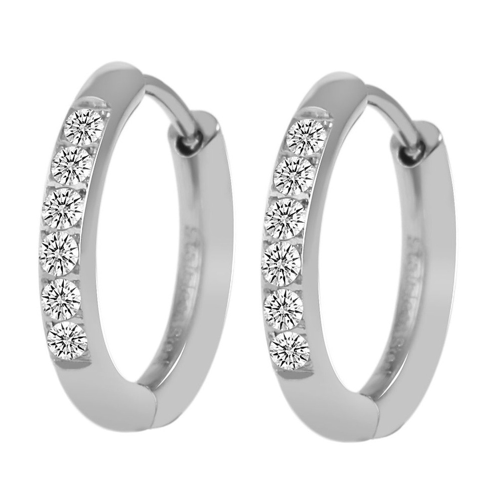 Adelia´s Klappcreolen »Damen Ohrringe – Klappcreole aus Edelstahl mit Strass Steinchen« Zum Verschenken – ideal zum Muttertag