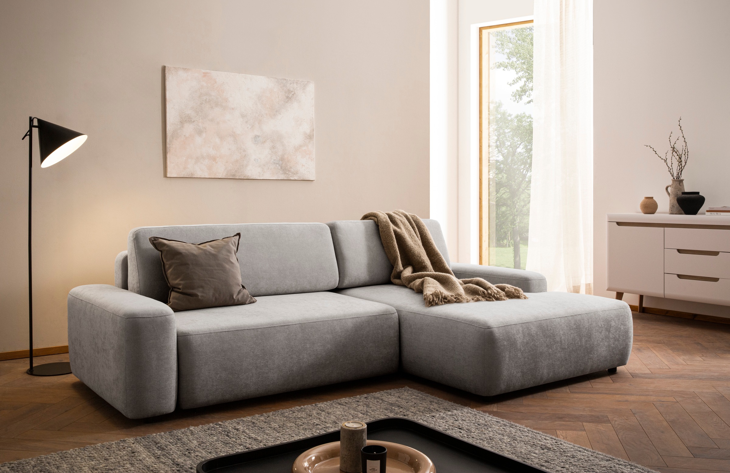 INOSIGN Ecksofa "TORGE (264cm), Schlafsofa in Cord, Samtvelours o Struktur günstig online kaufen