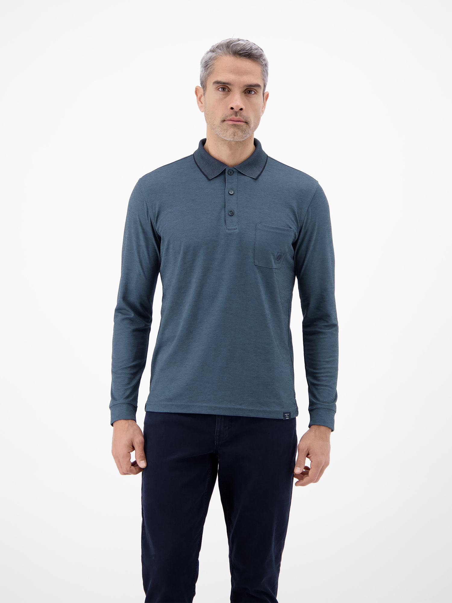 LERROS Sweatshirt "LERROS Langarm Polo mit Brusttasche aus Baumwollmix" günstig online kaufen