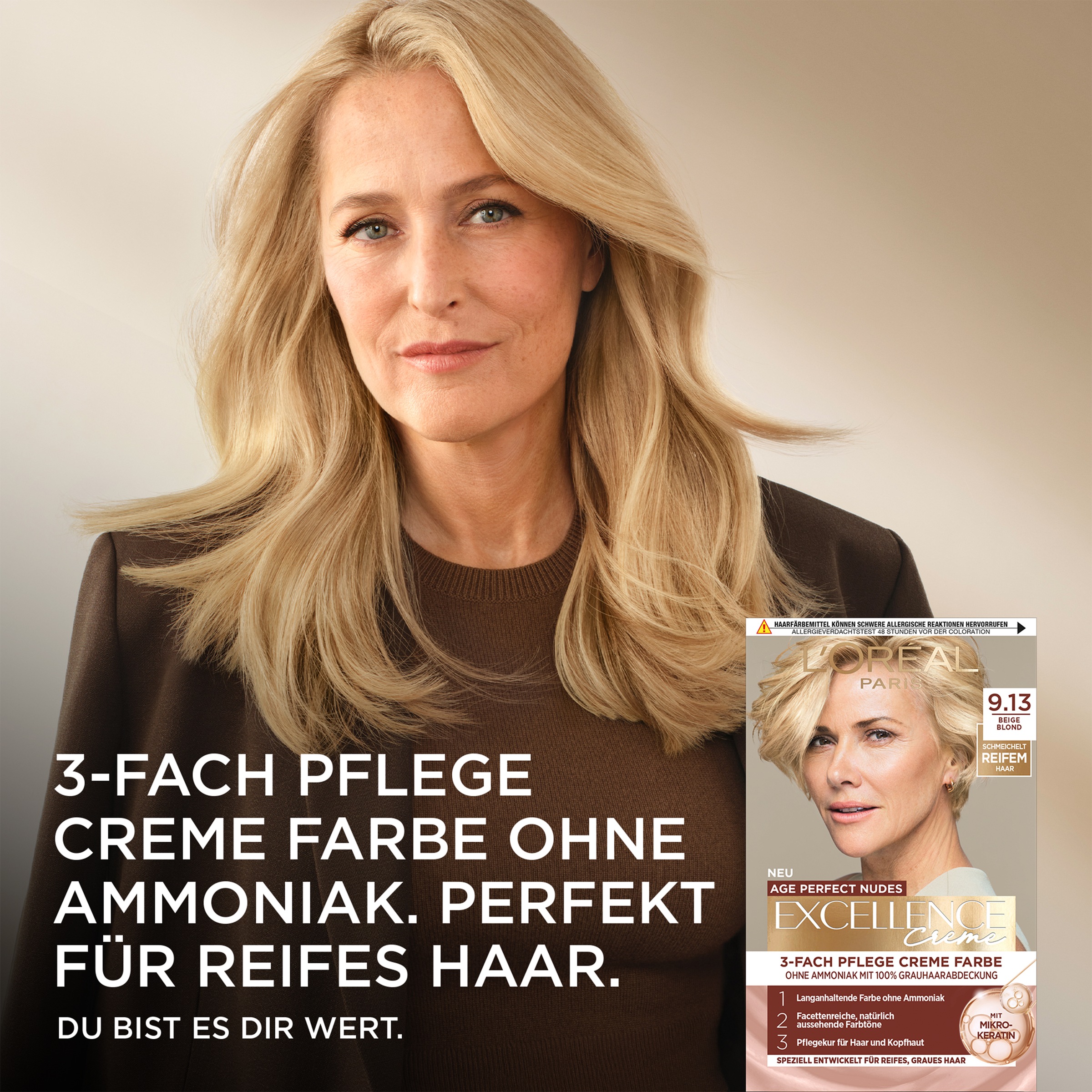 L'ORÉAL PARIS Coloration »EXCELL AP NUDES 9.31 GOLD BLD GER« für graues Haar, mit hydrolysiertem Weizenprotein, große Menge 192 ml