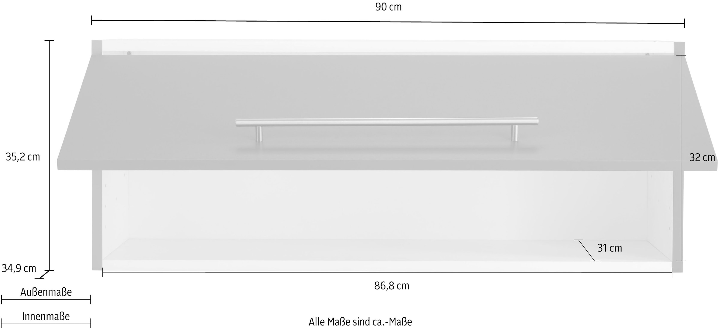 OPTIFIT Klapphängeschrank »Bern«, Breite 90 Klappe, BAUR | 1 cm, Metallgriff mit kaufen