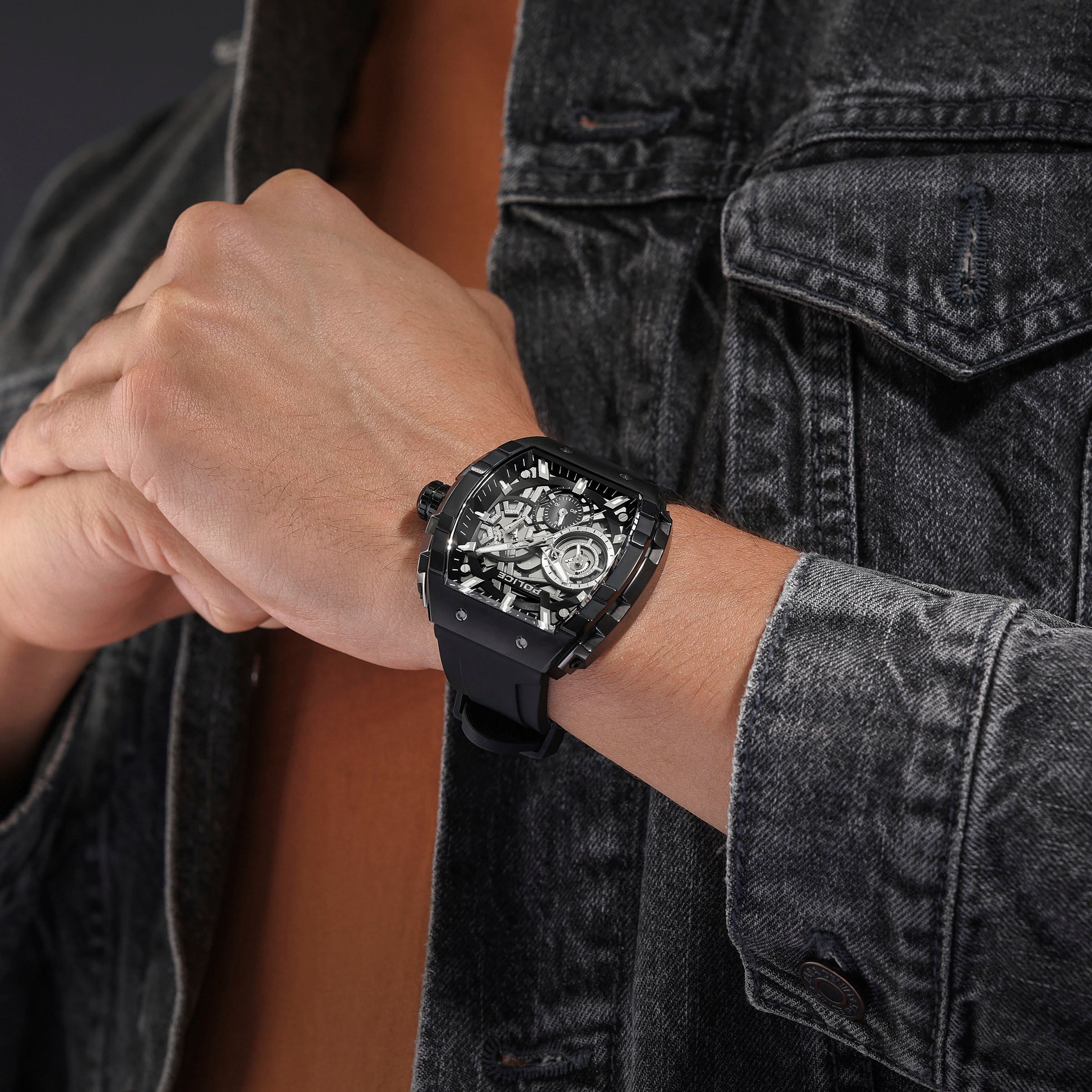 Police Multifunktionsuhr »FLASH«, Quarzuhr, Armbanduhr, Herrenuhr, Silikonarmband, analog